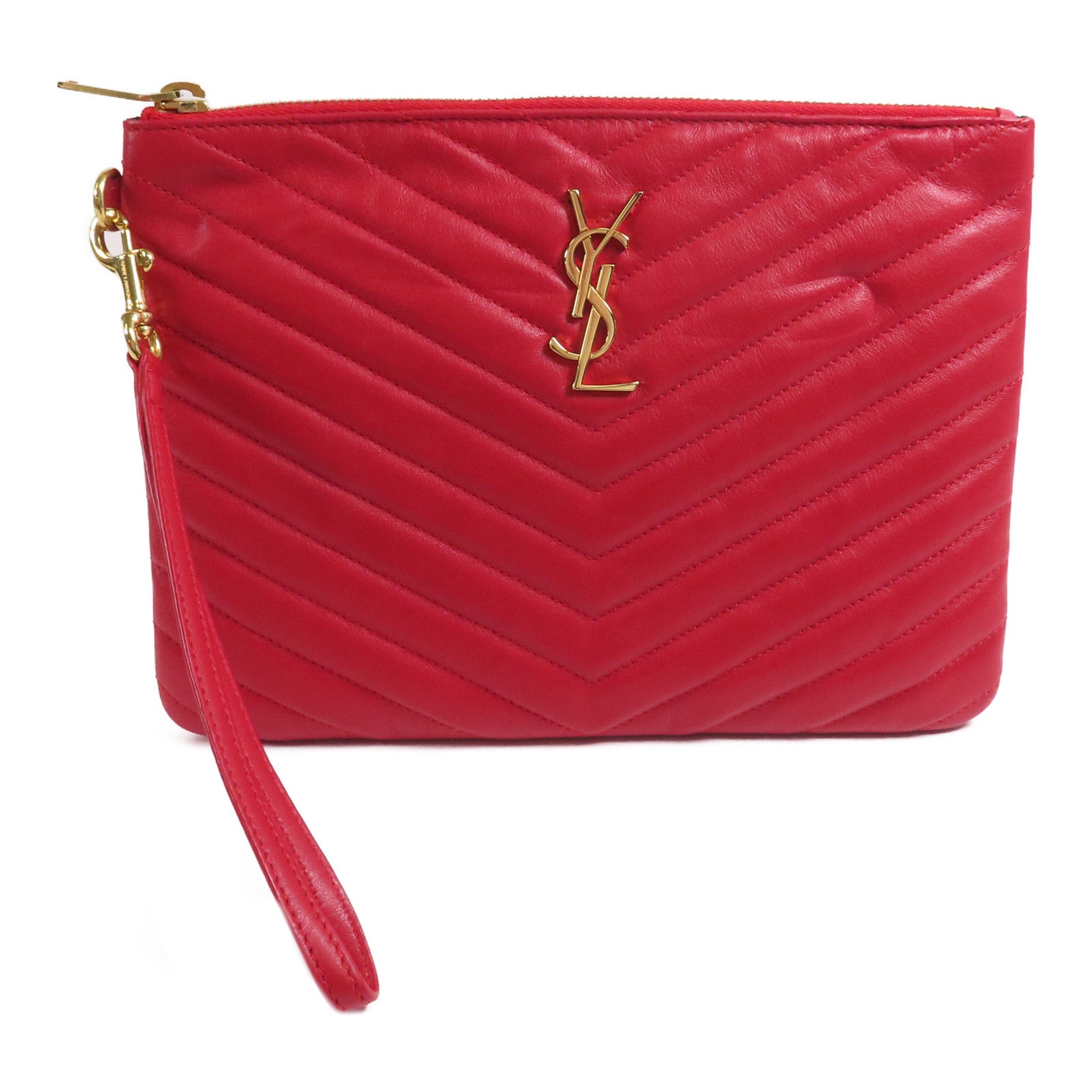 SAINT LAURENT 牛皮皮革Pouch金扣手拿包