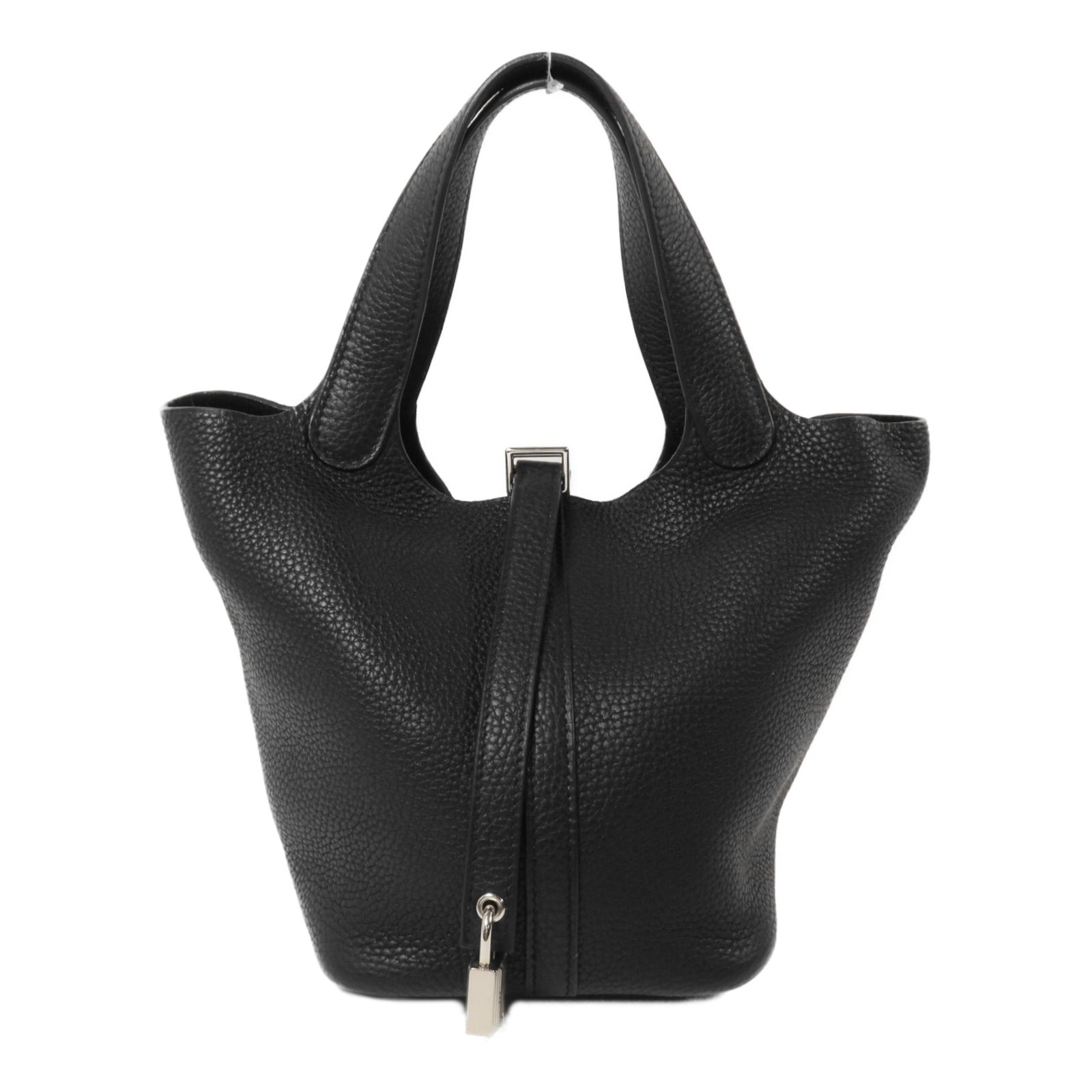 HERMES Clemence皮革Picotin PM手挽袋Noir