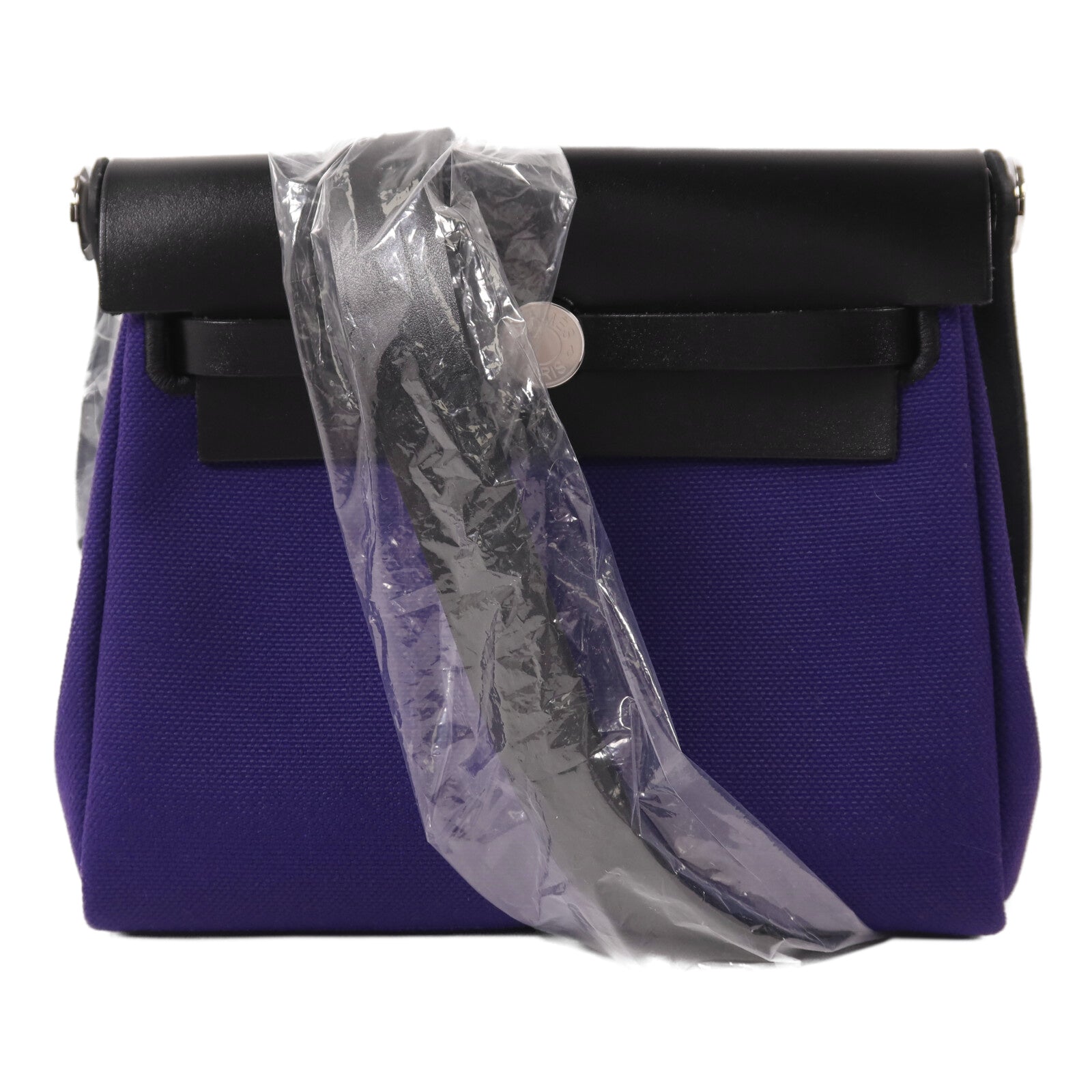 HERMES 帆布Mini Herbag肩背袋Fresh Purple/Noir