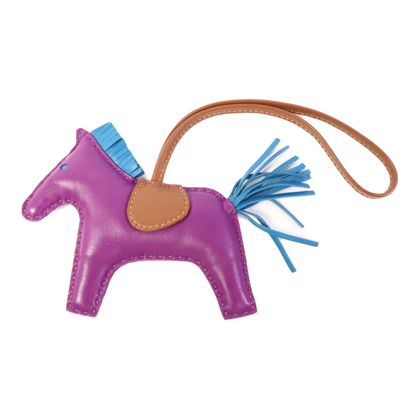 HERMES Milo皮革Rodeo MM掛飾Purple/Blue