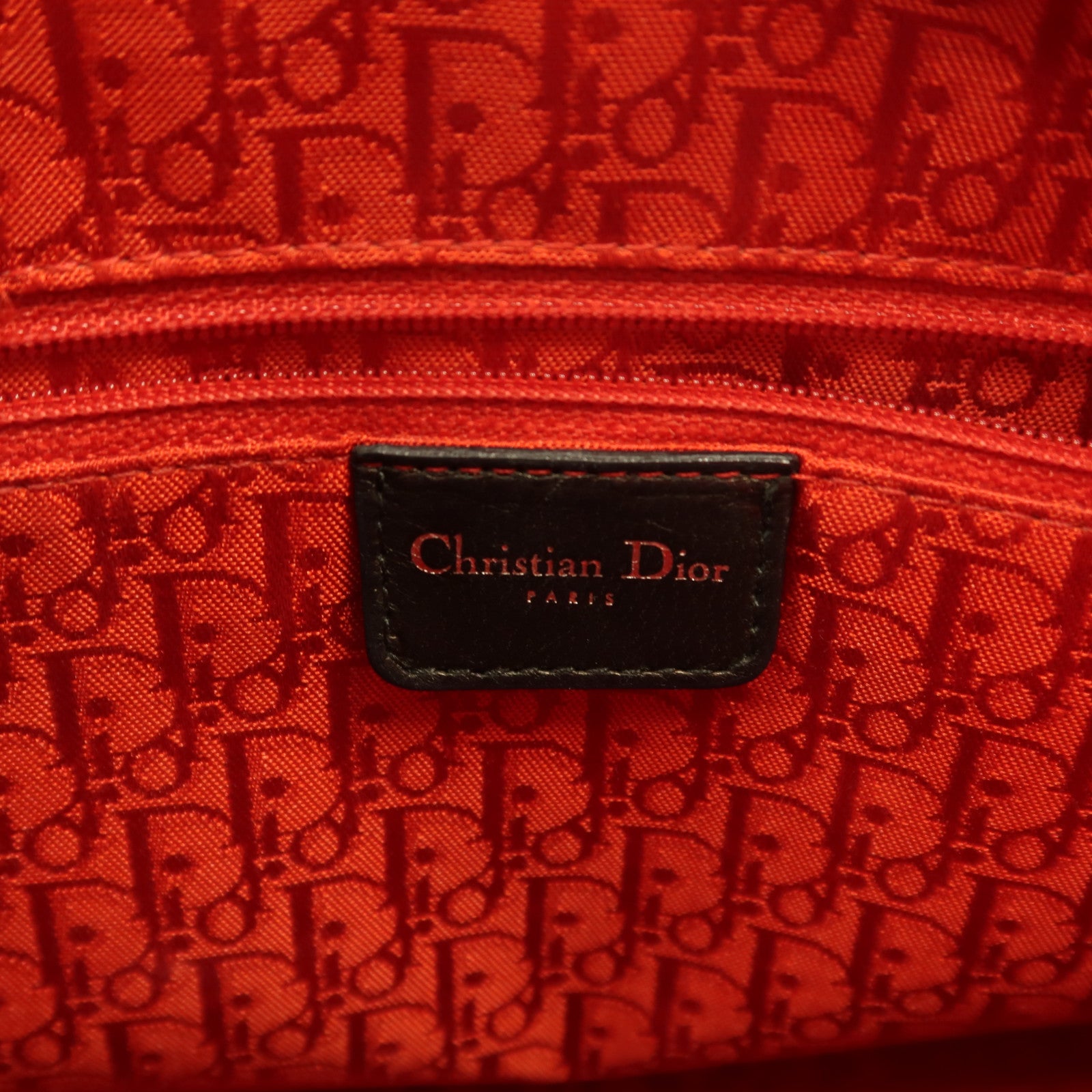 Dior 牛皮皮革Vintage Lady Dior銀扣手挽袋黑色