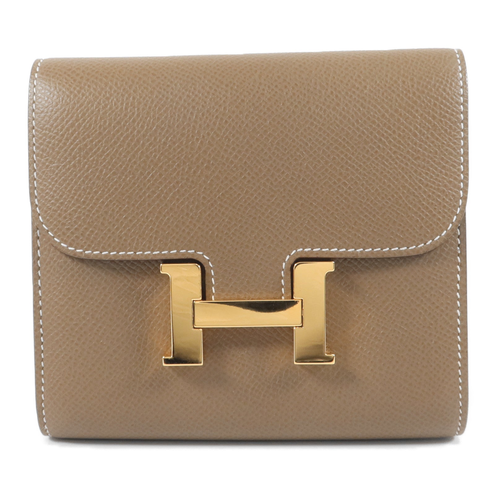 HERMES 【激減優惠】Epsom皮革Constance Compact Wallet錢包Etoupe