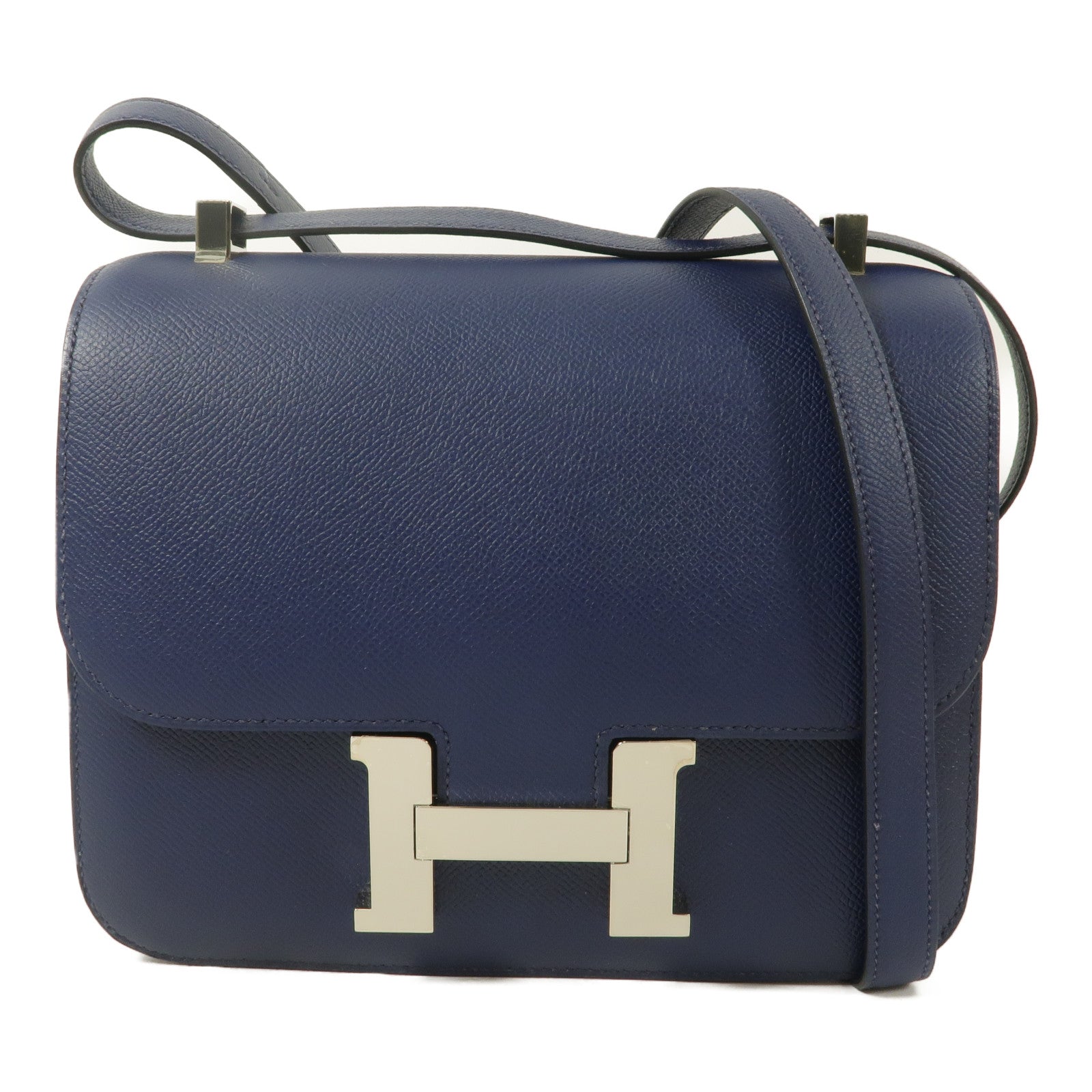 HERMES Epsom皮革Constance 24肩背袋Bleu Saphir