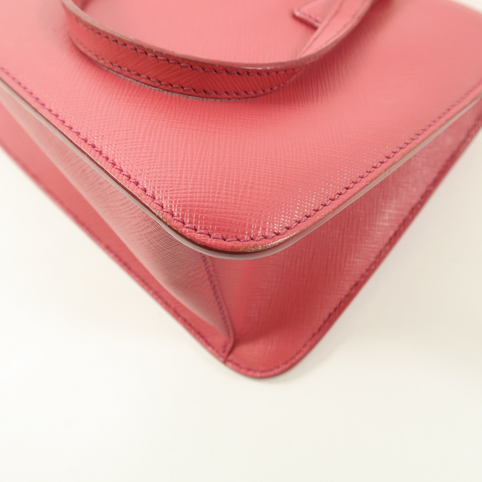 PRADA GHW 2 Way Shoulder Handbag Calfskin Leather Pink