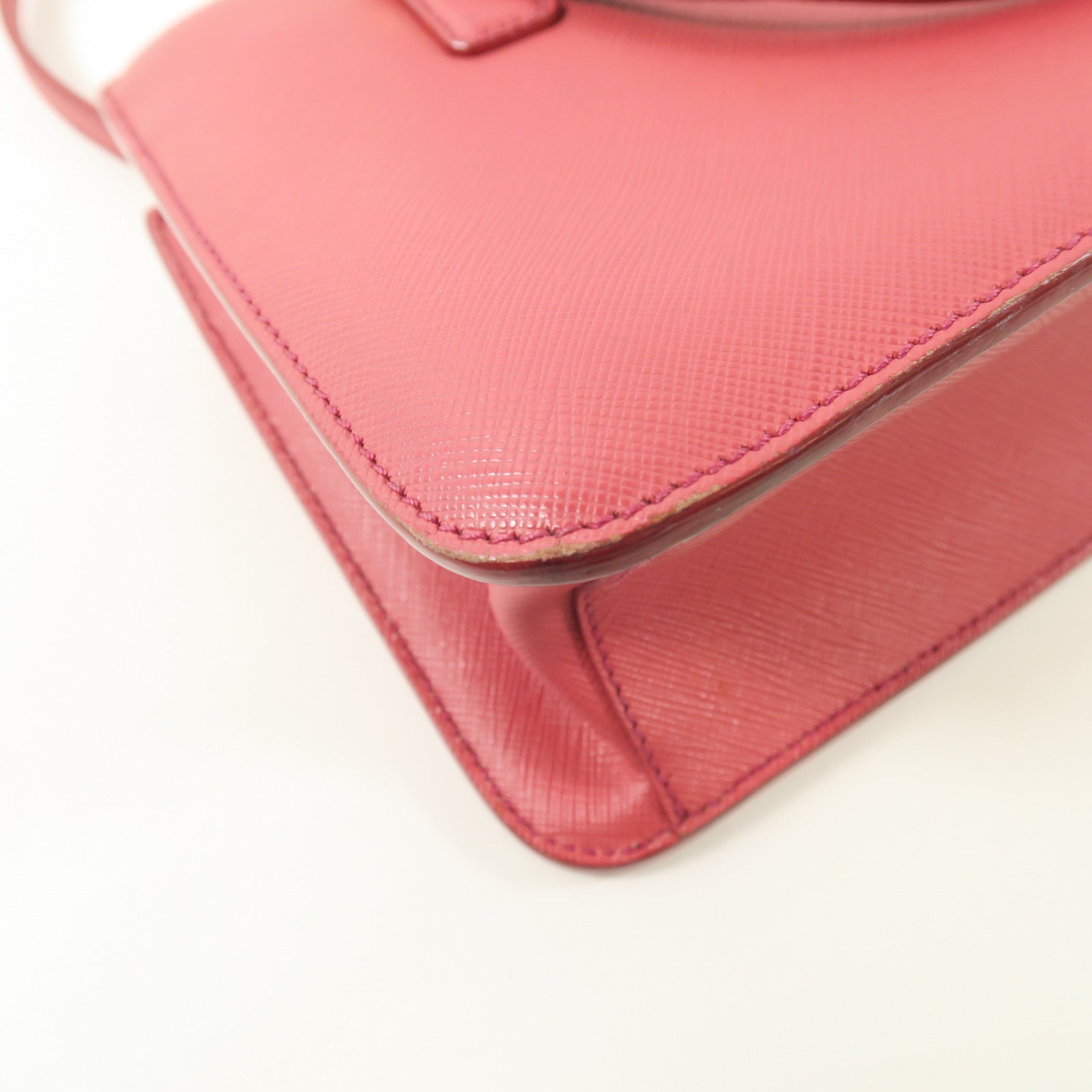 PRADA GHW 2 Way Shoulder Handbag Calfskin Leather Pink