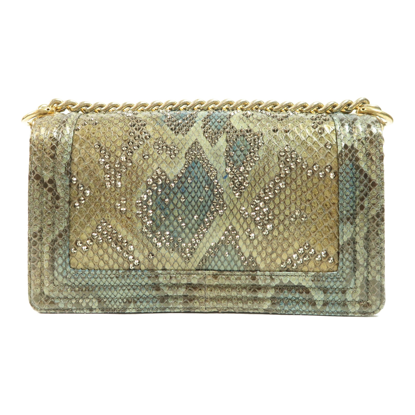 CHANEL 蛇皮皮革Boy 25金扣肩背袋