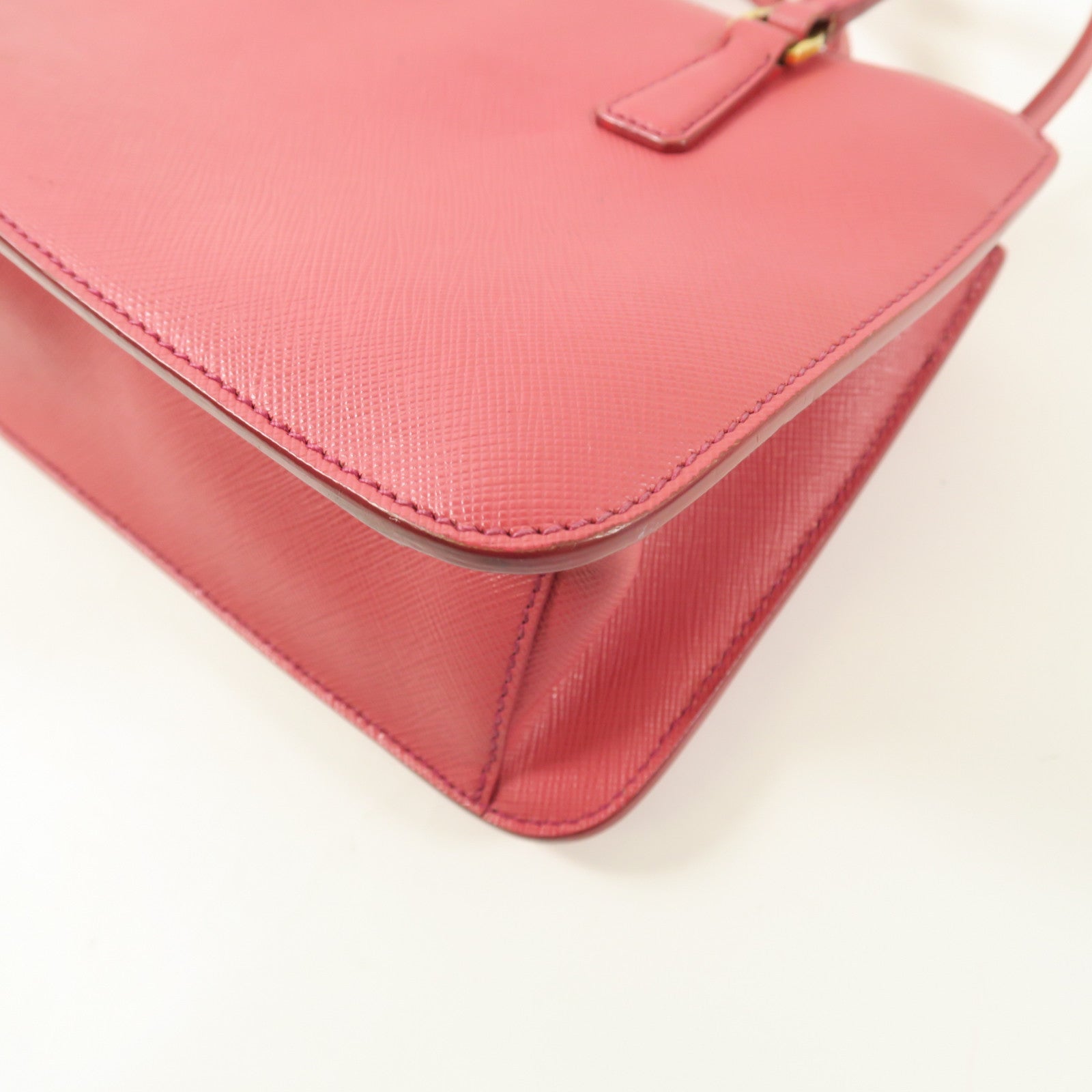 PRADA GHW 2 Way Shoulder Handbag Calfskin Leather Pink