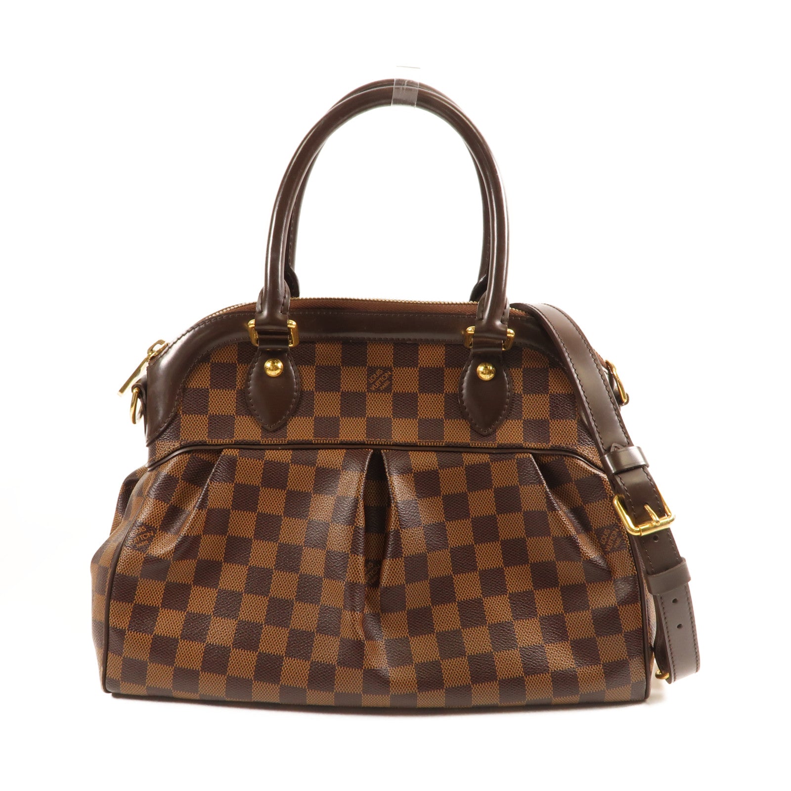 LOUIS VUITTON 【激減優惠】Damier Trevi金扣手挽肩背兩用袋棕色