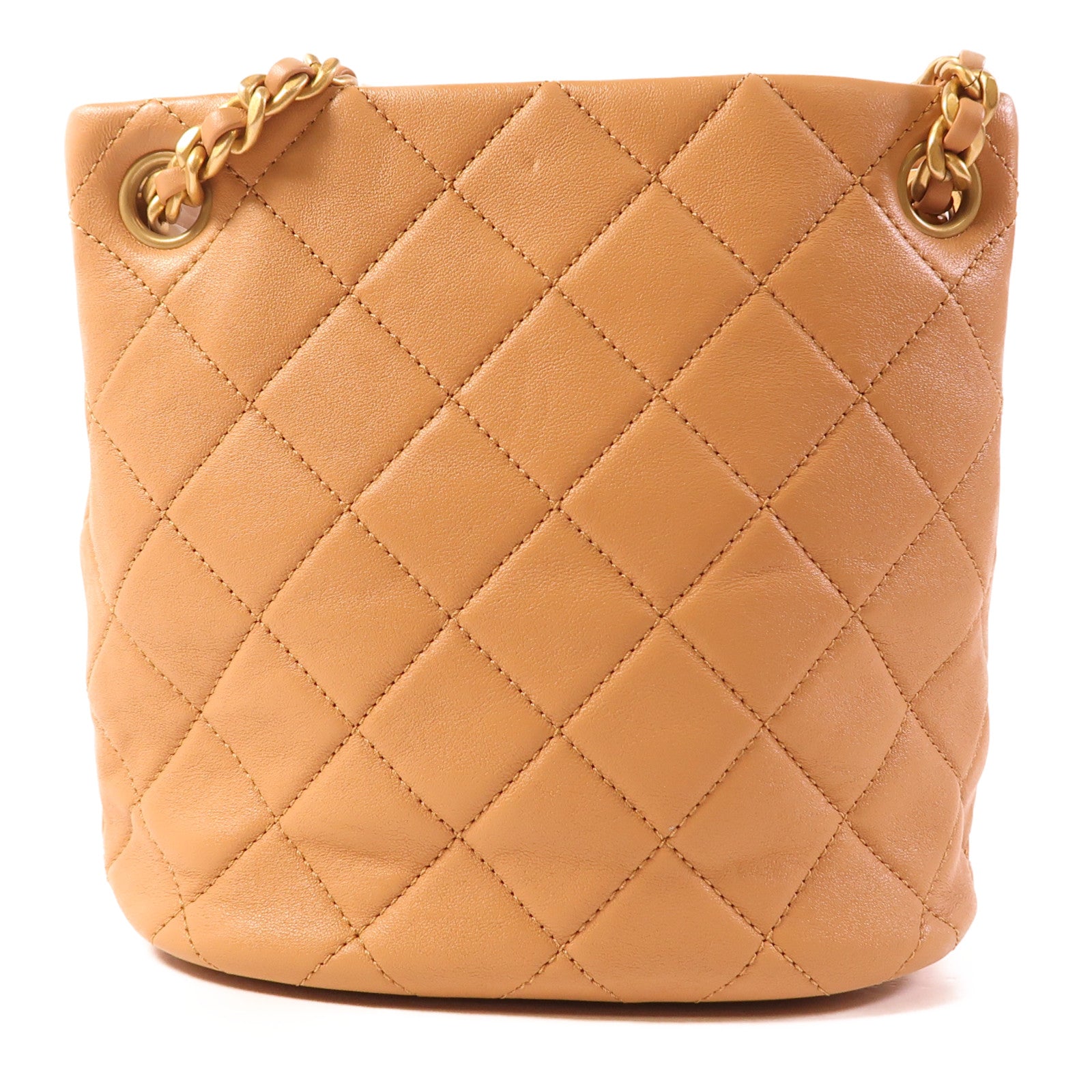 CHANEL 牛皮皮革Bucket Bag金扣鏈帶肩背袋