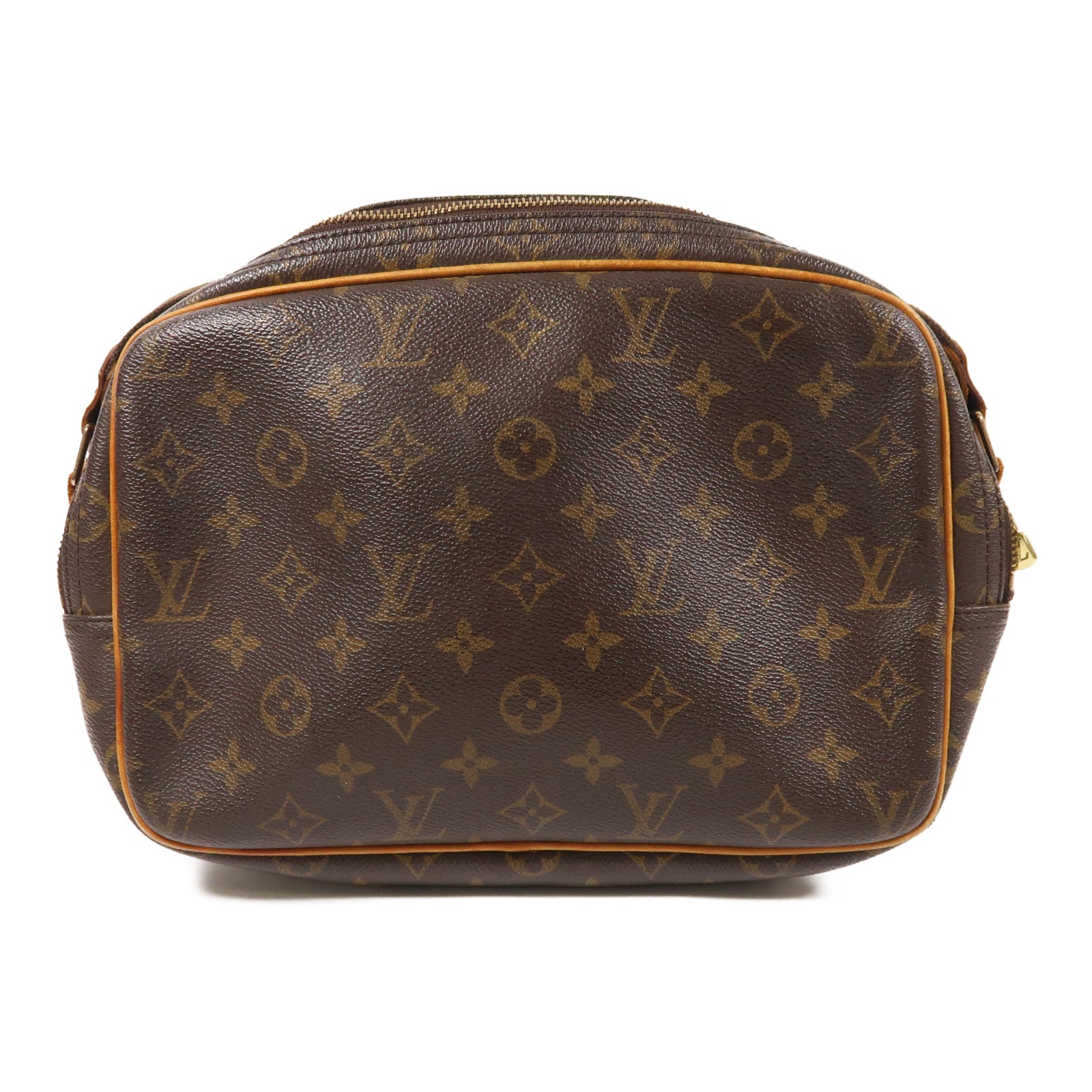 LOUIS VUITTON Monogram Reporter PM金扣肩背袋棕色