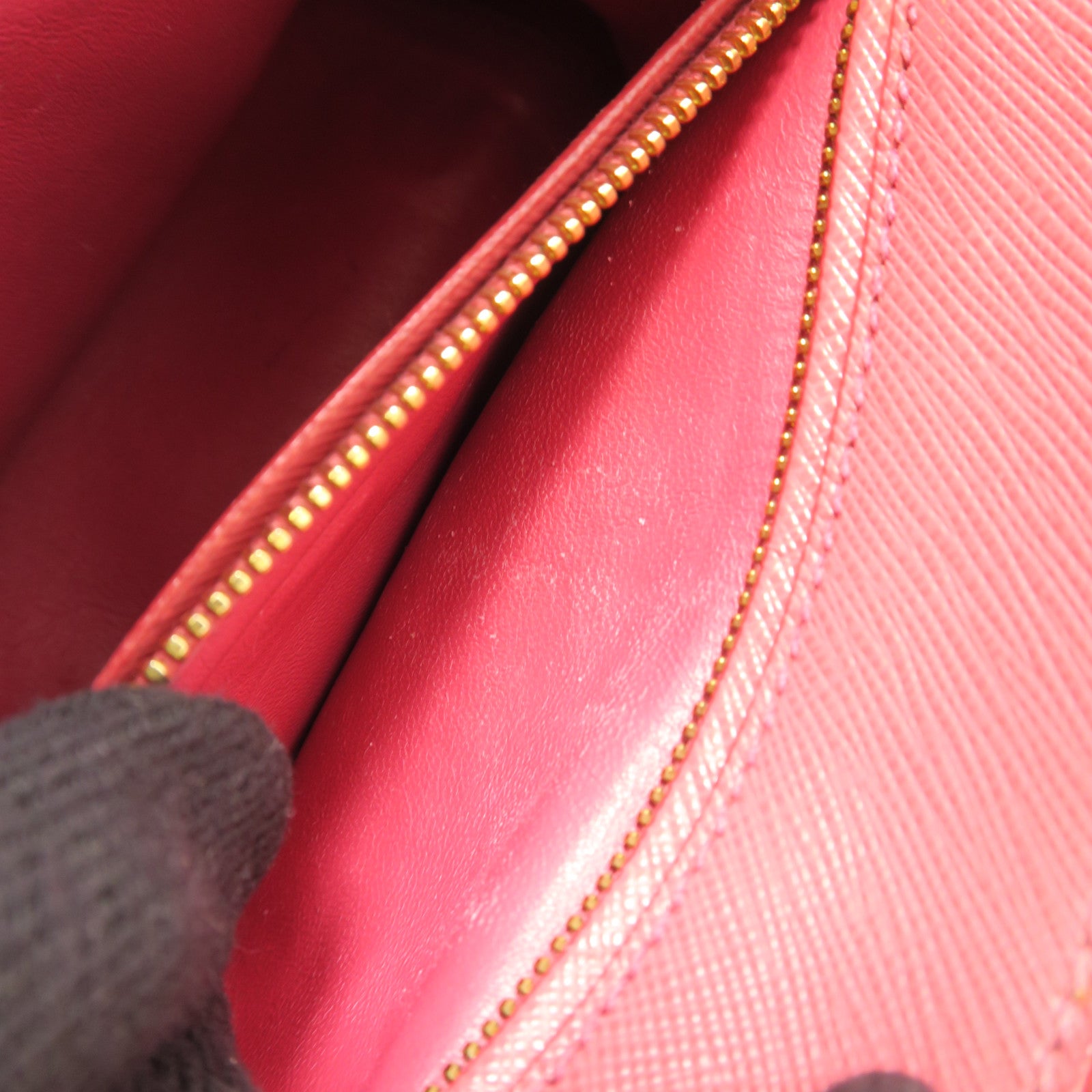 PRADA GHW 2 Way Shoulder Handbag Calfskin Leather Pink