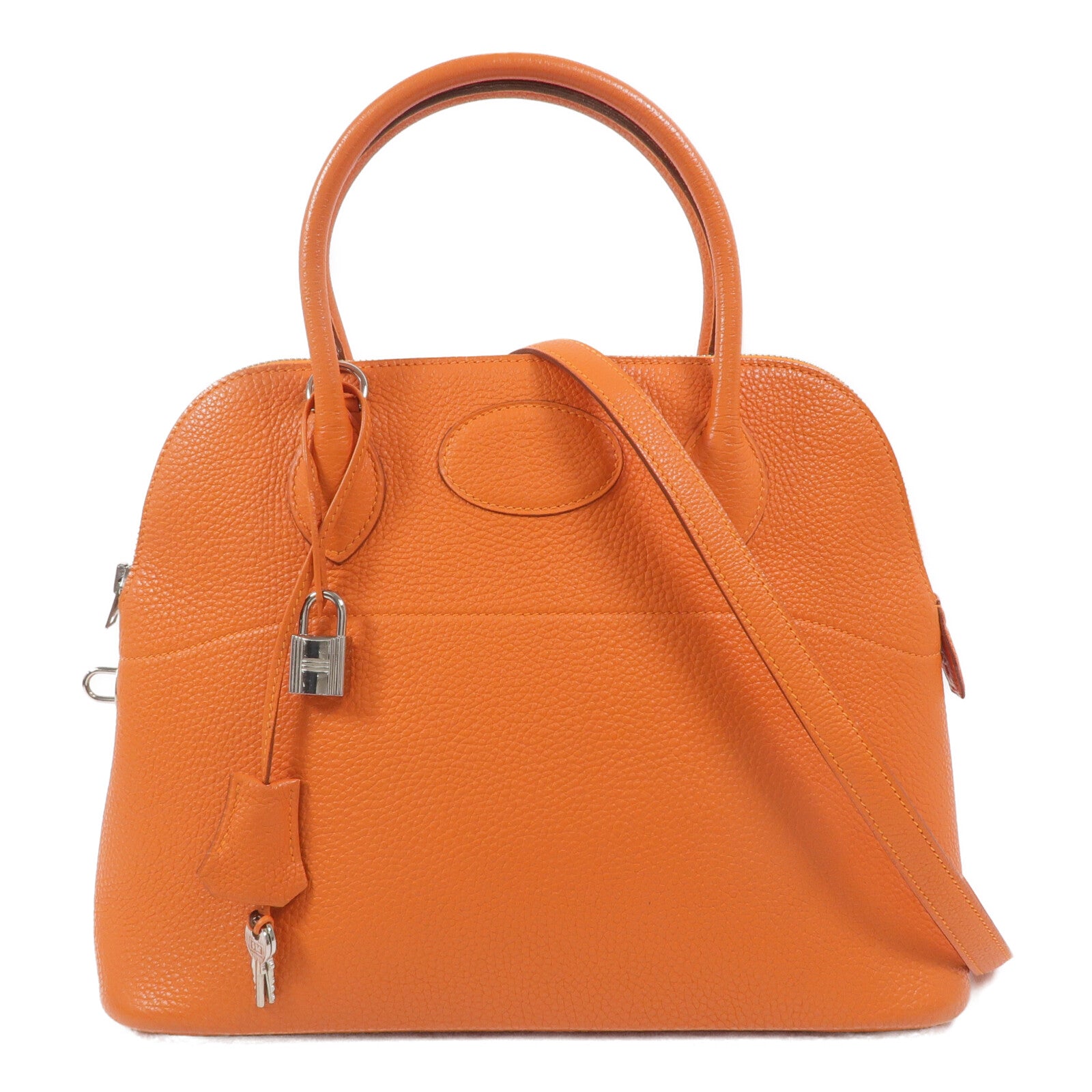 HERMES Clemence皮革Bolide 31手挽袋Orange