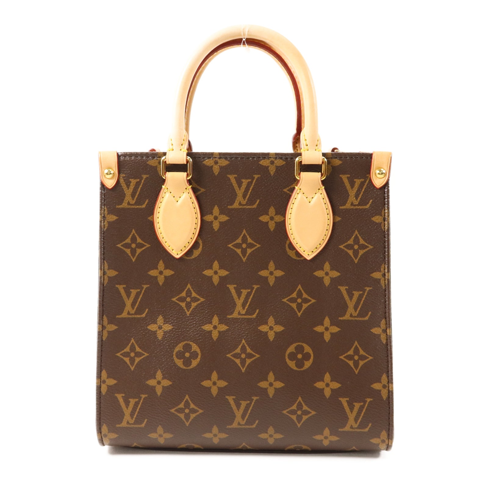 LOUIS VUITTON Monogram Sac Plat BB金扣手挽肩背兩用袋棕色