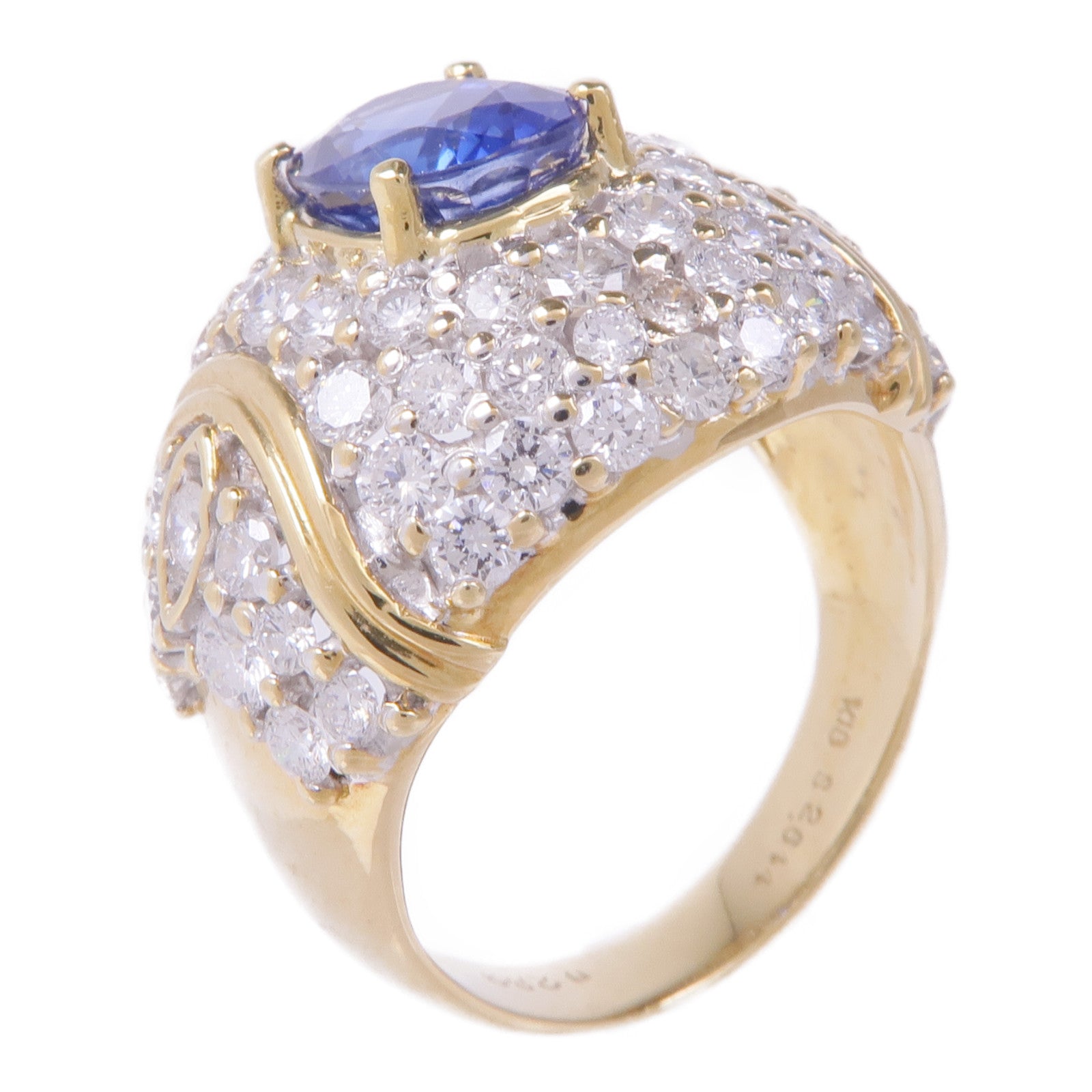 JEWELRY 【激減優惠】18K黃金Sapphire Diamond Ring藍寶石/鑽石戒指US#7