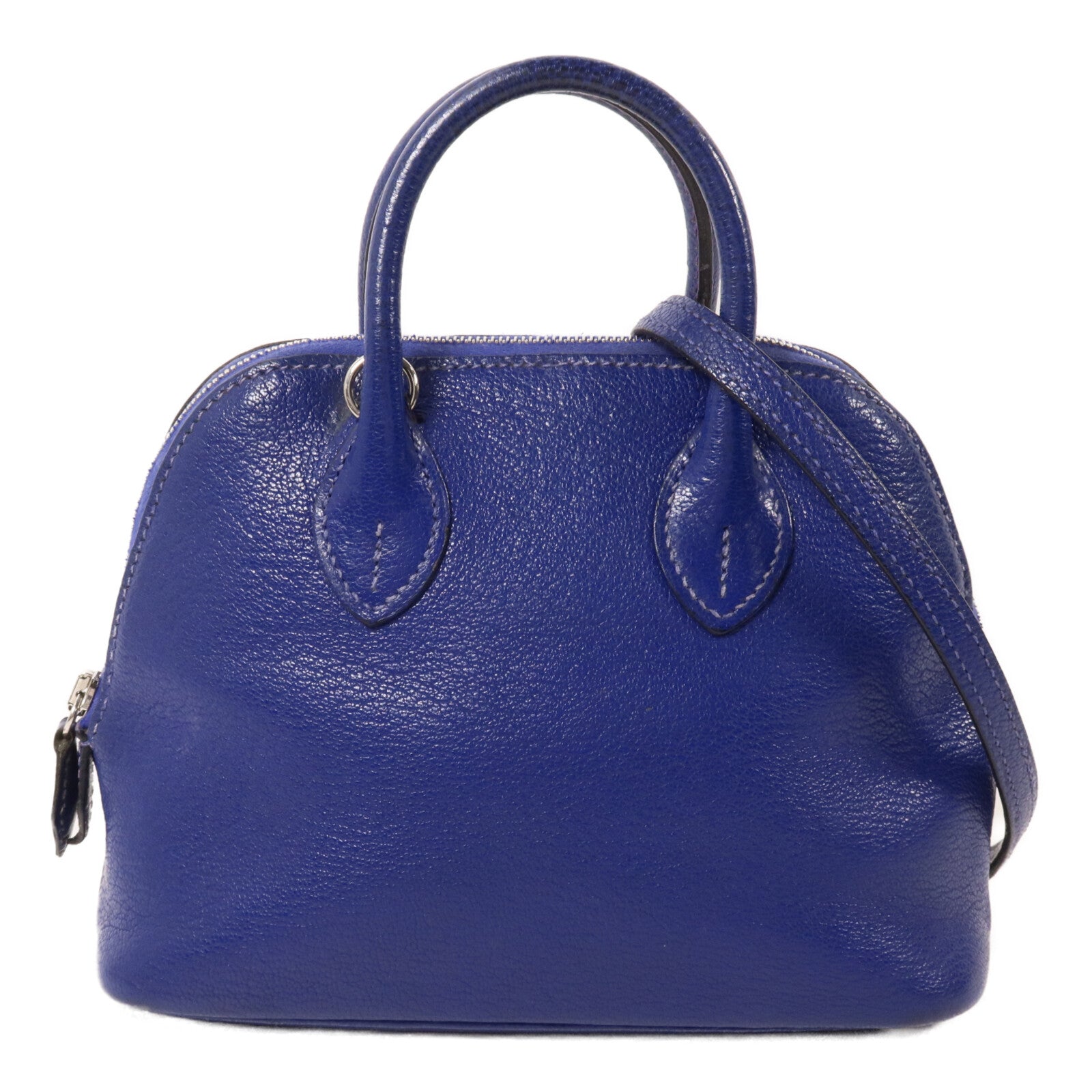 HERMES Chevre皮革Mini Bolide手挽肩背兩用袋Bleu Saphir