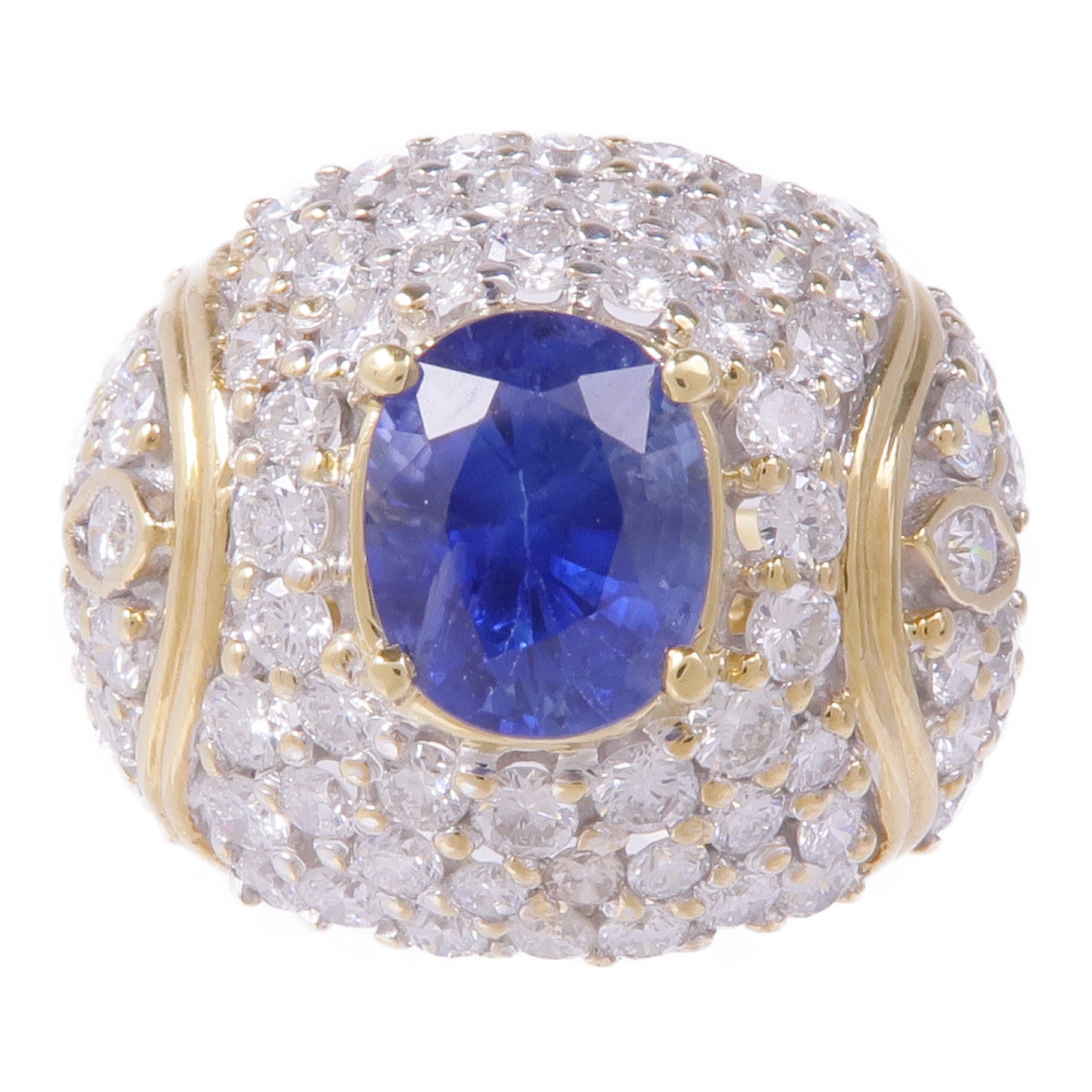 JEWELRY 【激減優惠】18K黃金Sapphire Diamond Ring藍寶石/鑽石戒指US#7