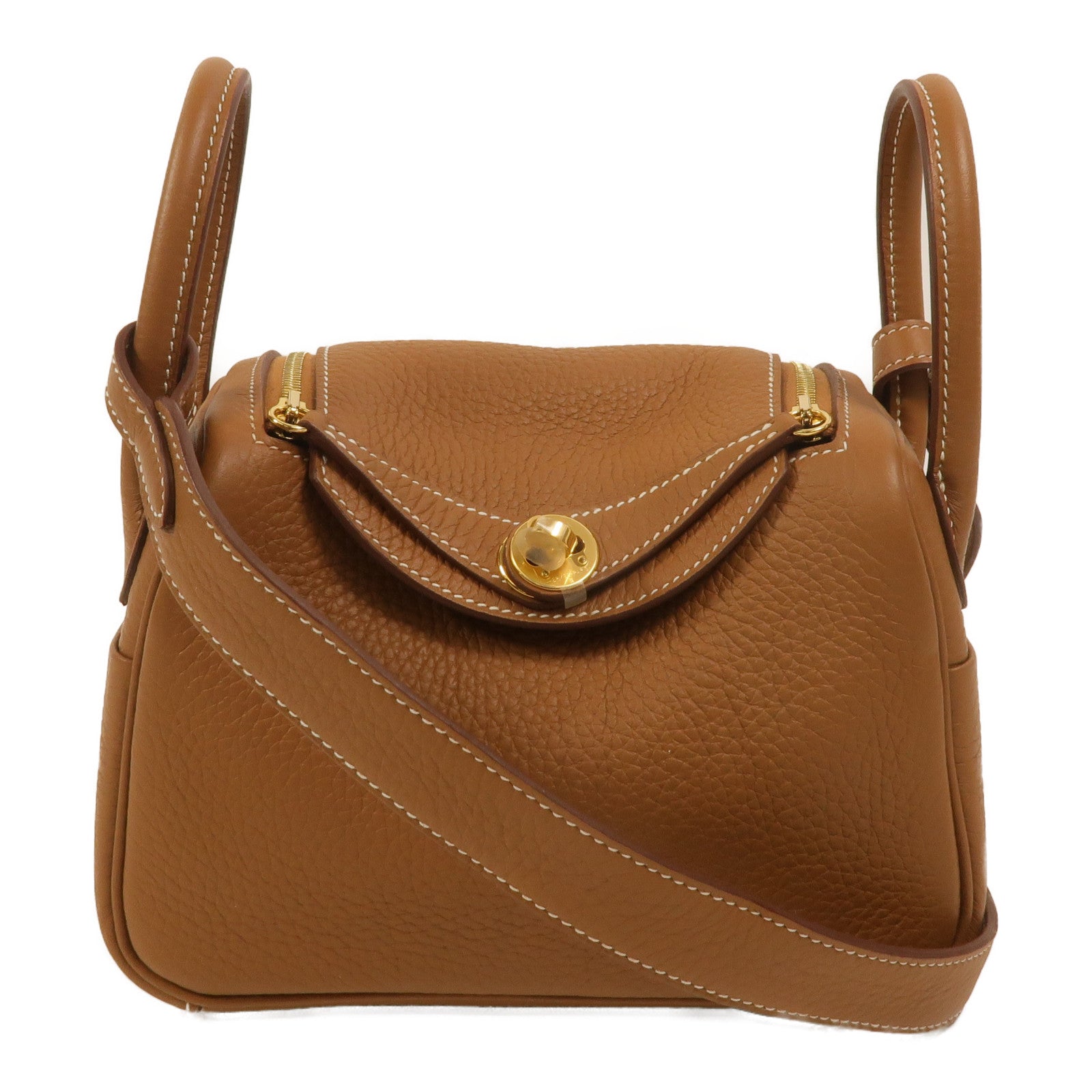HERMES Clemence皮革Mini Lindy金扣手挽肩背兩用袋