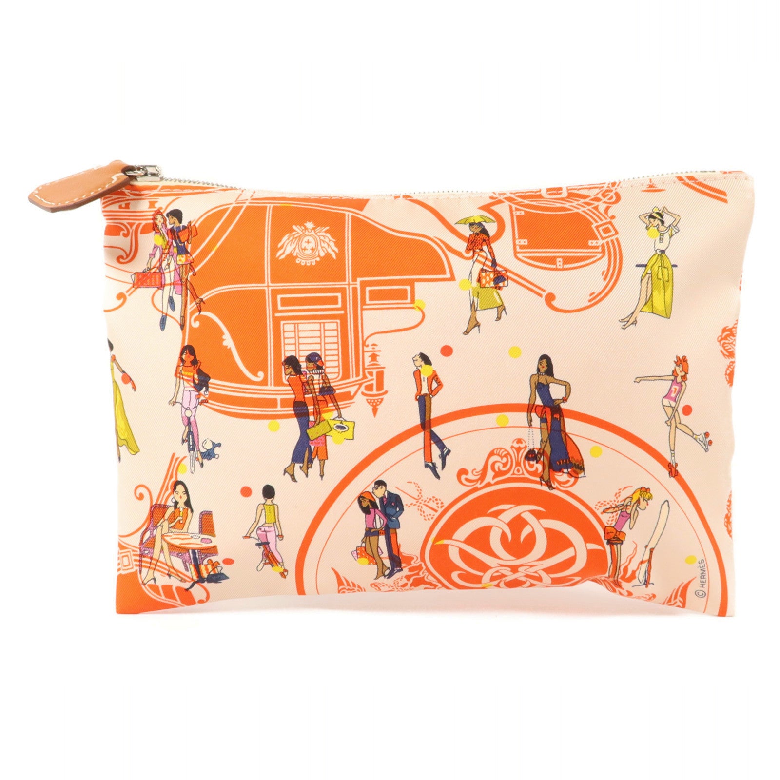 HERMES 絲質Silky Pocket Cosmetic Pouch小袋Geranium/Nata/Gold