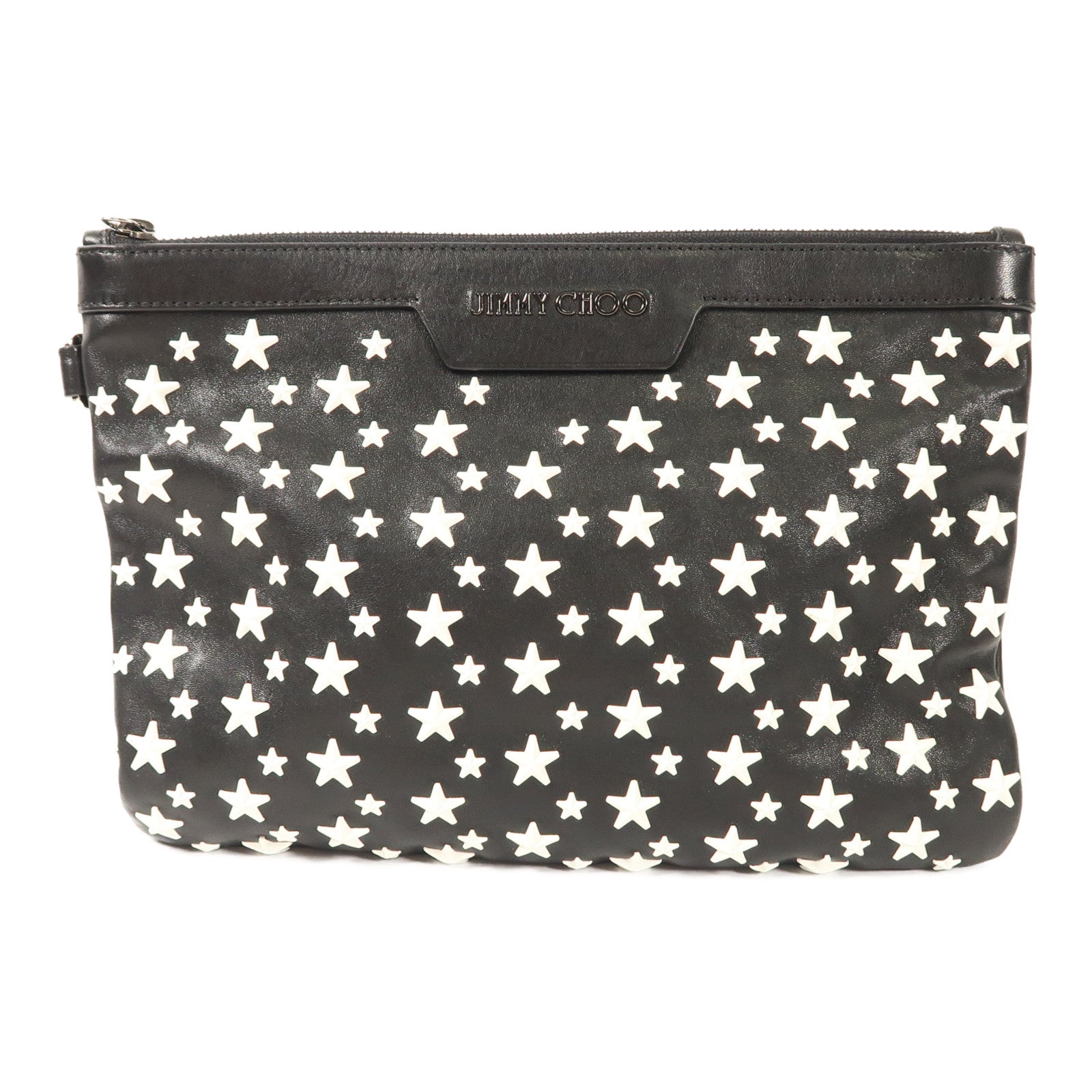 JIMMY CHOO 牛皮皮革Pouch銀扣手拿包