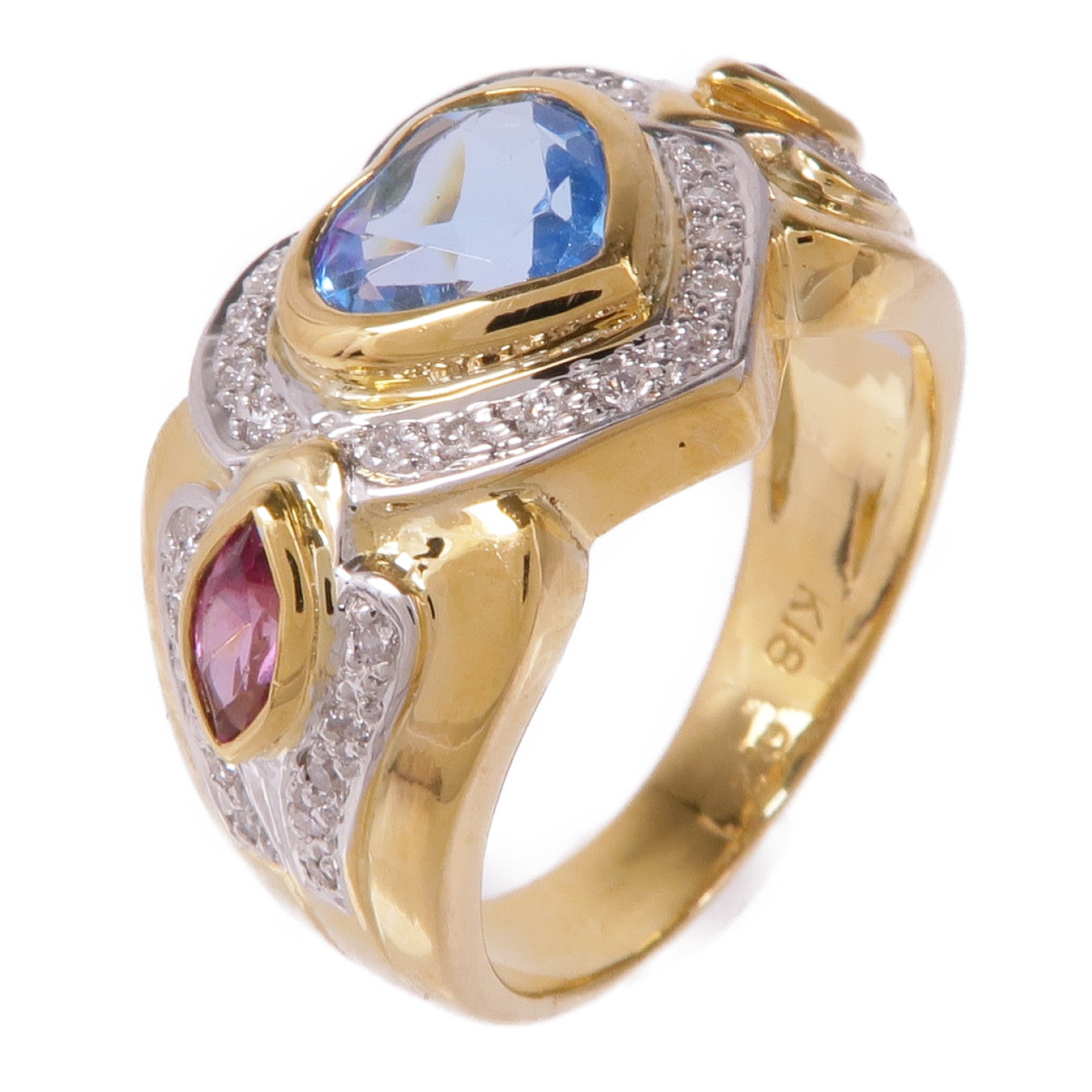 JEWELRY 18K白金/黃金/拓帕石/碧璽Topaz/Tourmaline/Diamond Ring鑽石戒指US#6.25