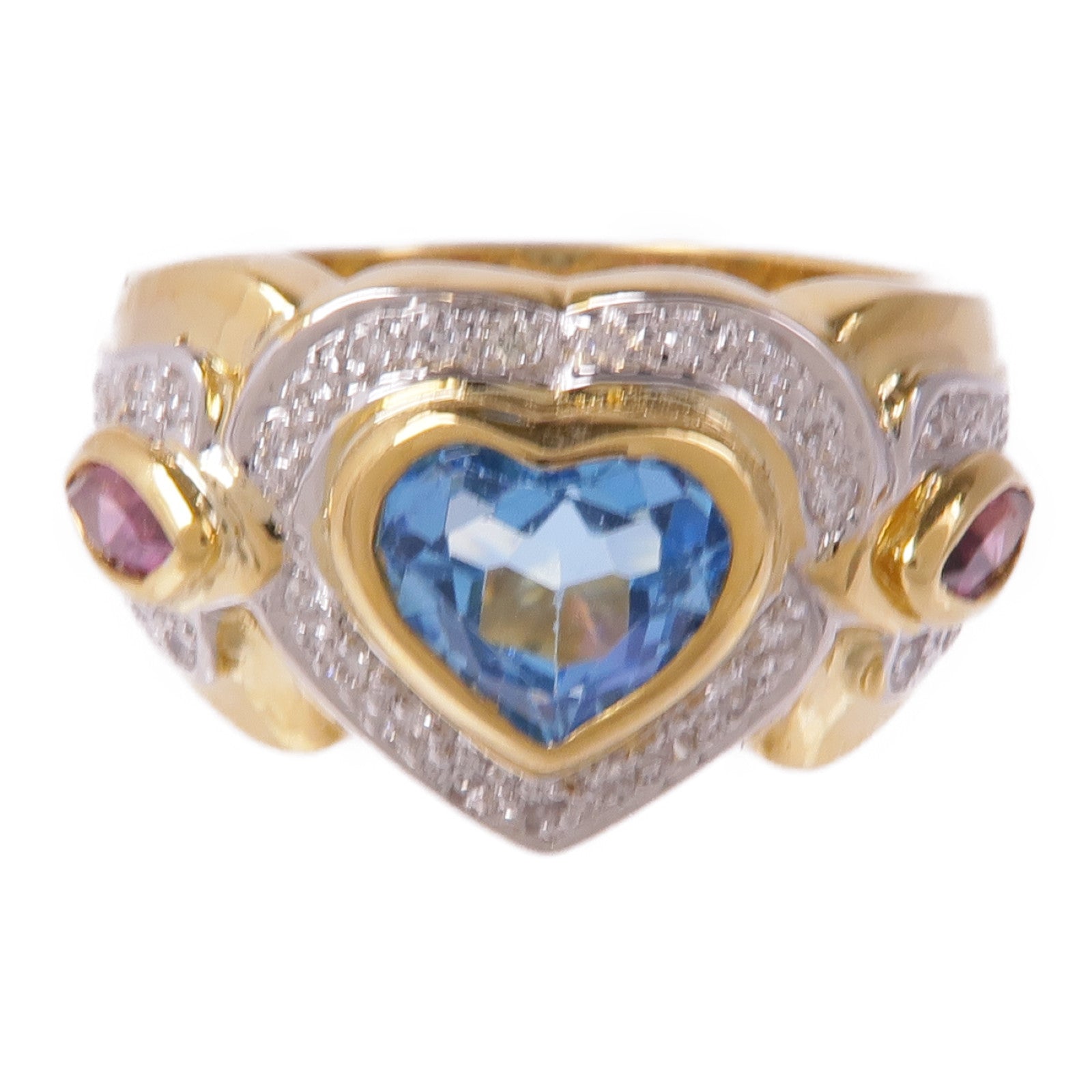 JEWELRY 18K白金/黃金/拓帕石/碧璽Topaz/Tourmaline/Diamond Ring鑽石戒指US#6.25