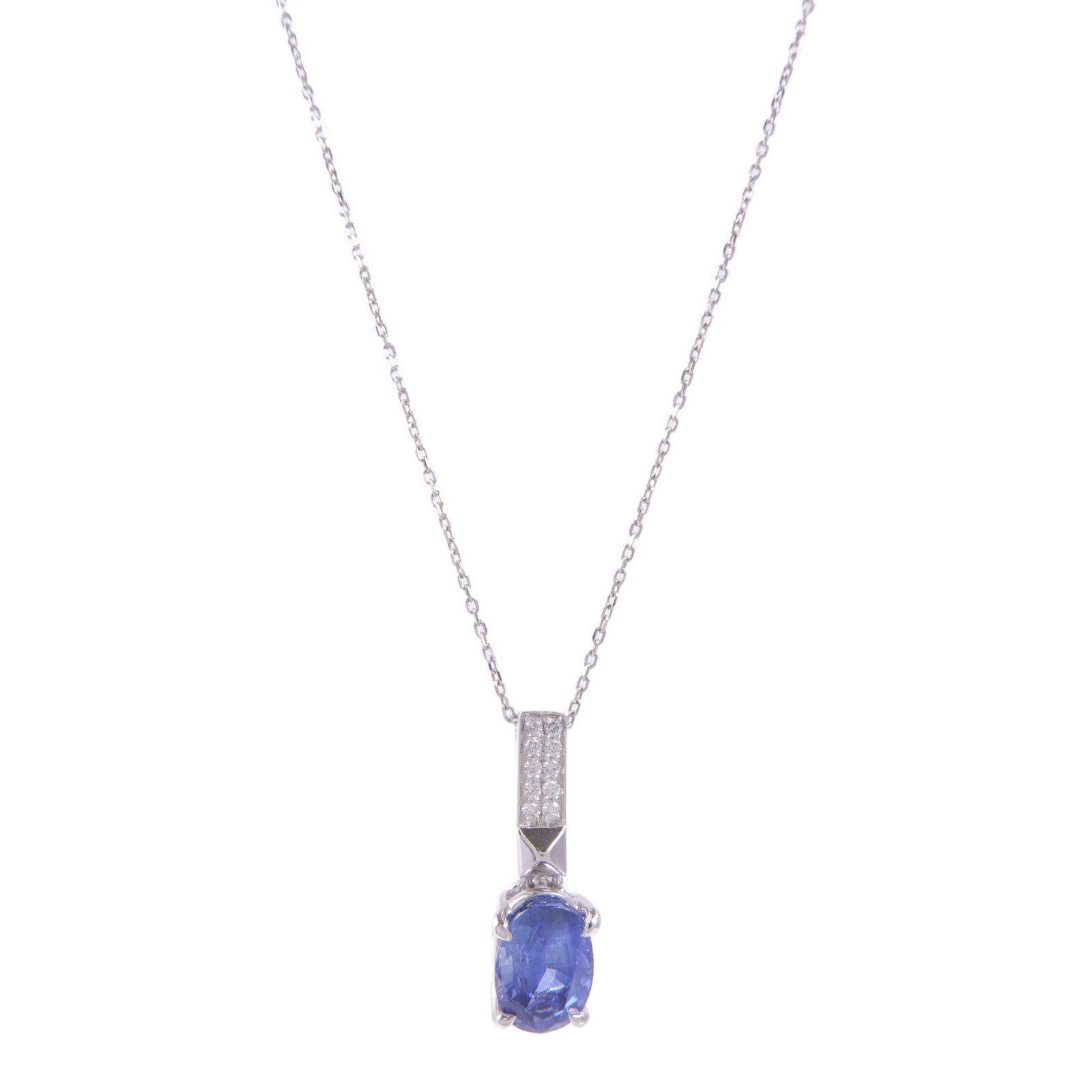 JEWELRY PT900/PT850鉑金Sapphire Diamond Necklace藍寶石/鑽石項鍊