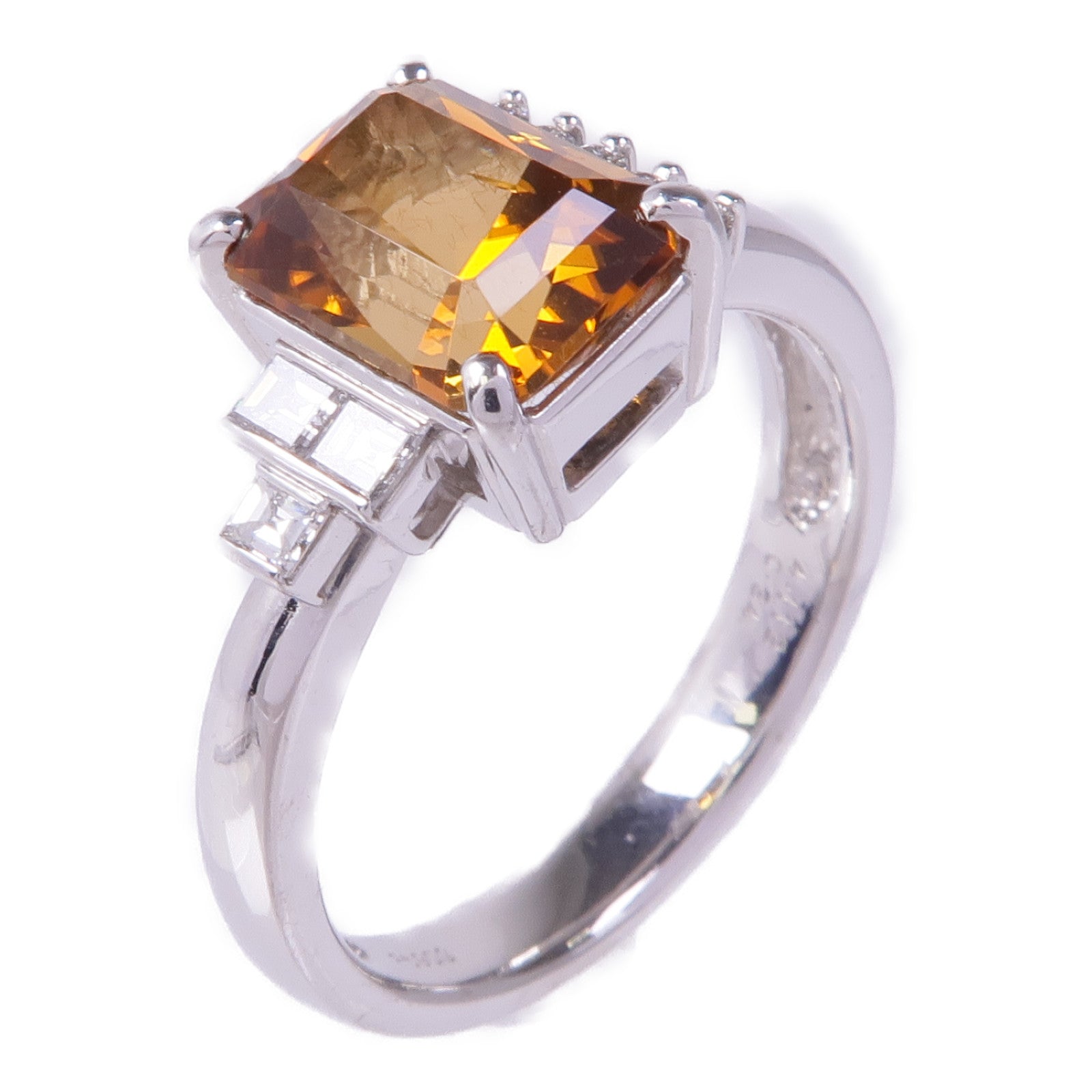 JEWELRY PT900鉑金Tourmaline Diamond Ring電氣石/鑽石戒指US#11.75