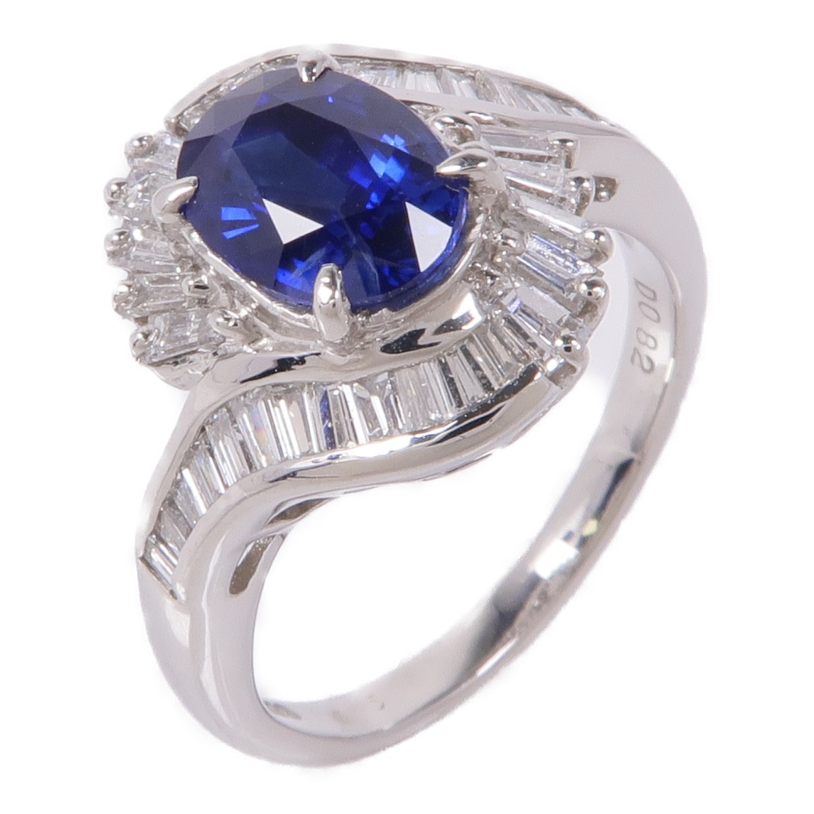 JEWELRY PT900鉑金Sapphire/Diamond Ring藍寶石/鑽石戒指US#6.75