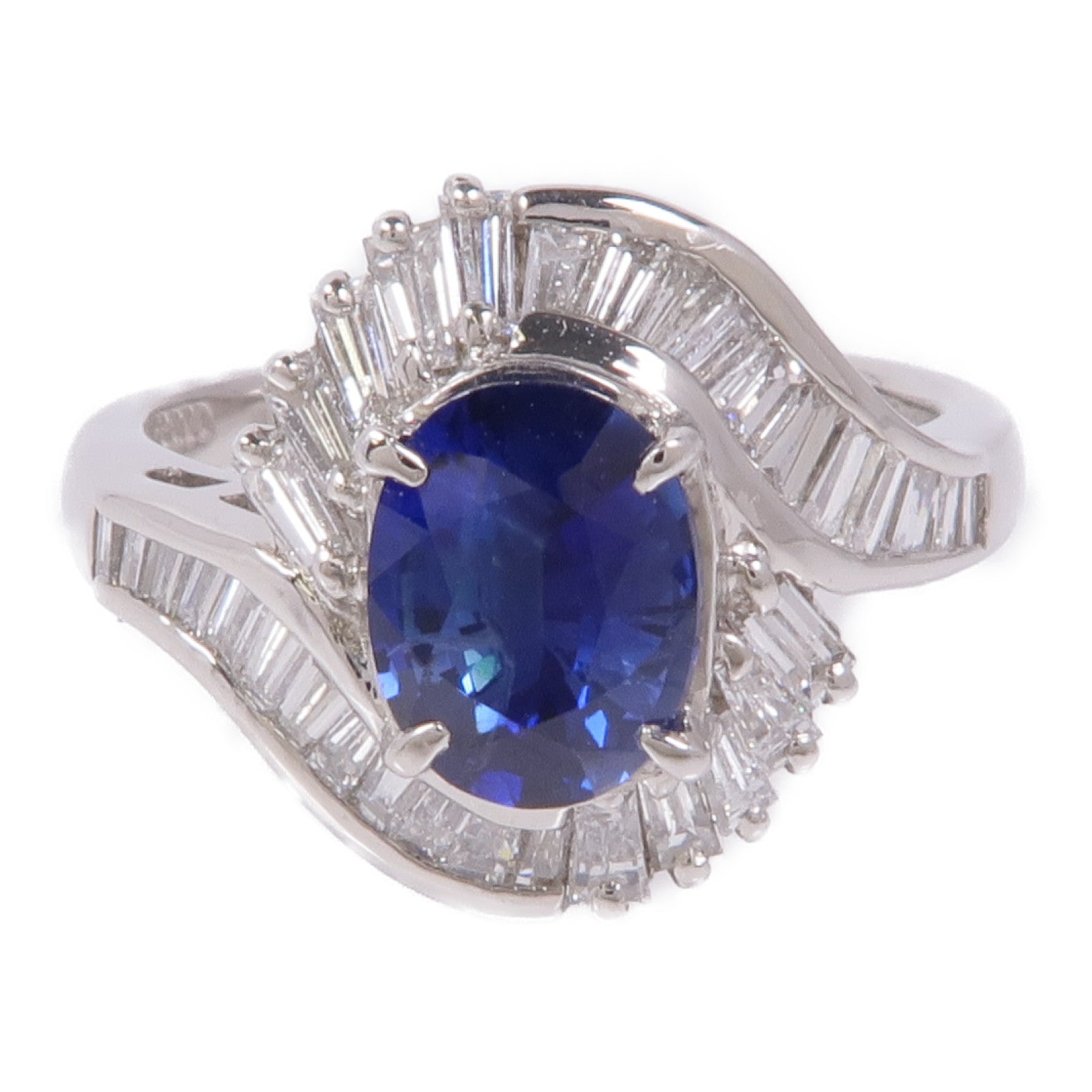 JEWELRY PT900鉑金Sapphire/Diamond Ring藍寶石/鑽石戒指US#6.75