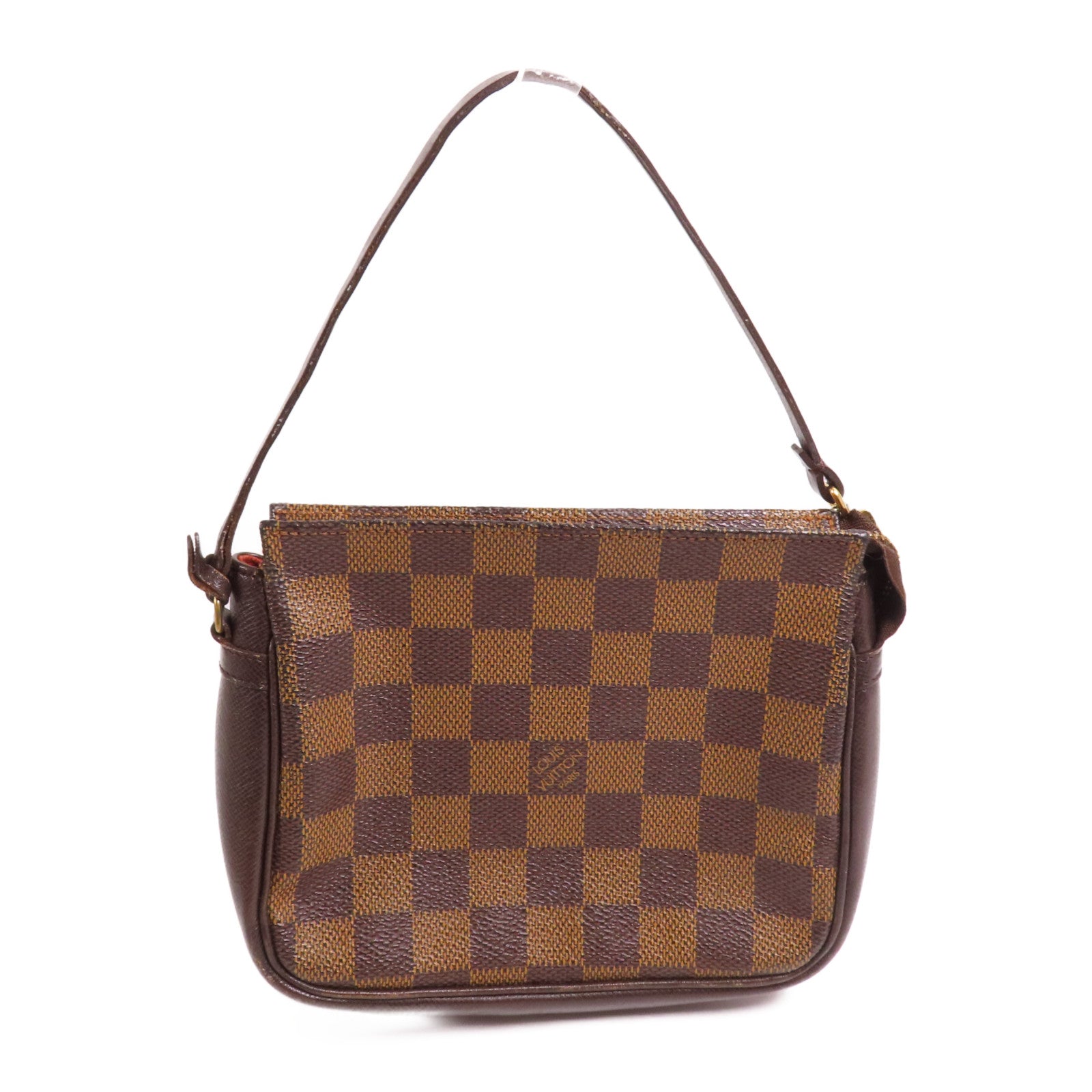 LOUIS VUITTON Damier Trousse Makeup Accessory Pouch金扣手挽袋棕色