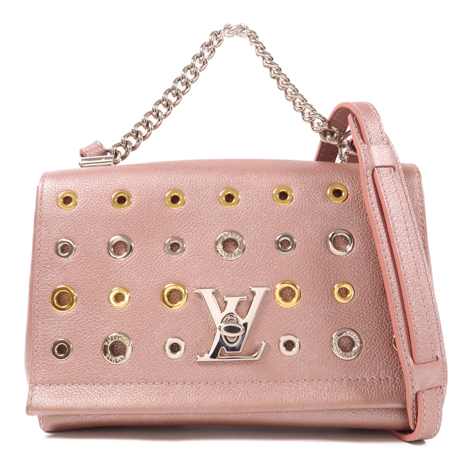 LOUIS VUITTON LV SHW Lockme BB 2 Way Shoulder Bag Handbag M42866 Calfskin Pink