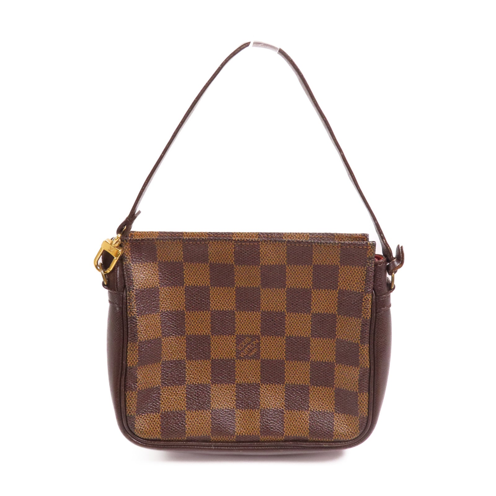 LOUIS VUITTON Damier Trousse Makeup Accessory Pouch金扣手挽袋棕色