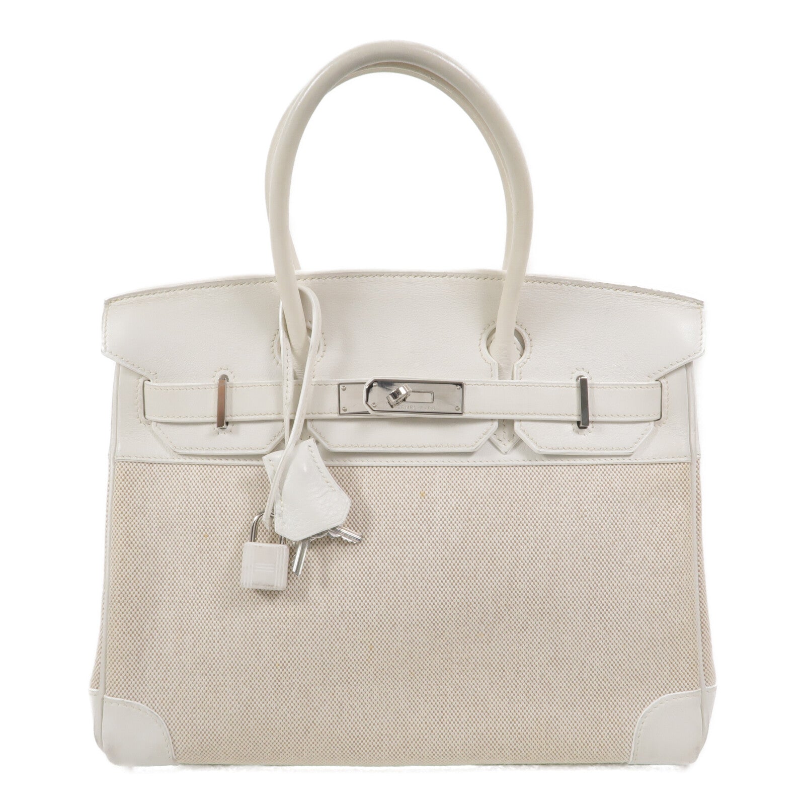 HERMES Swift皮革/Toile帆布Birkin 30手挽袋