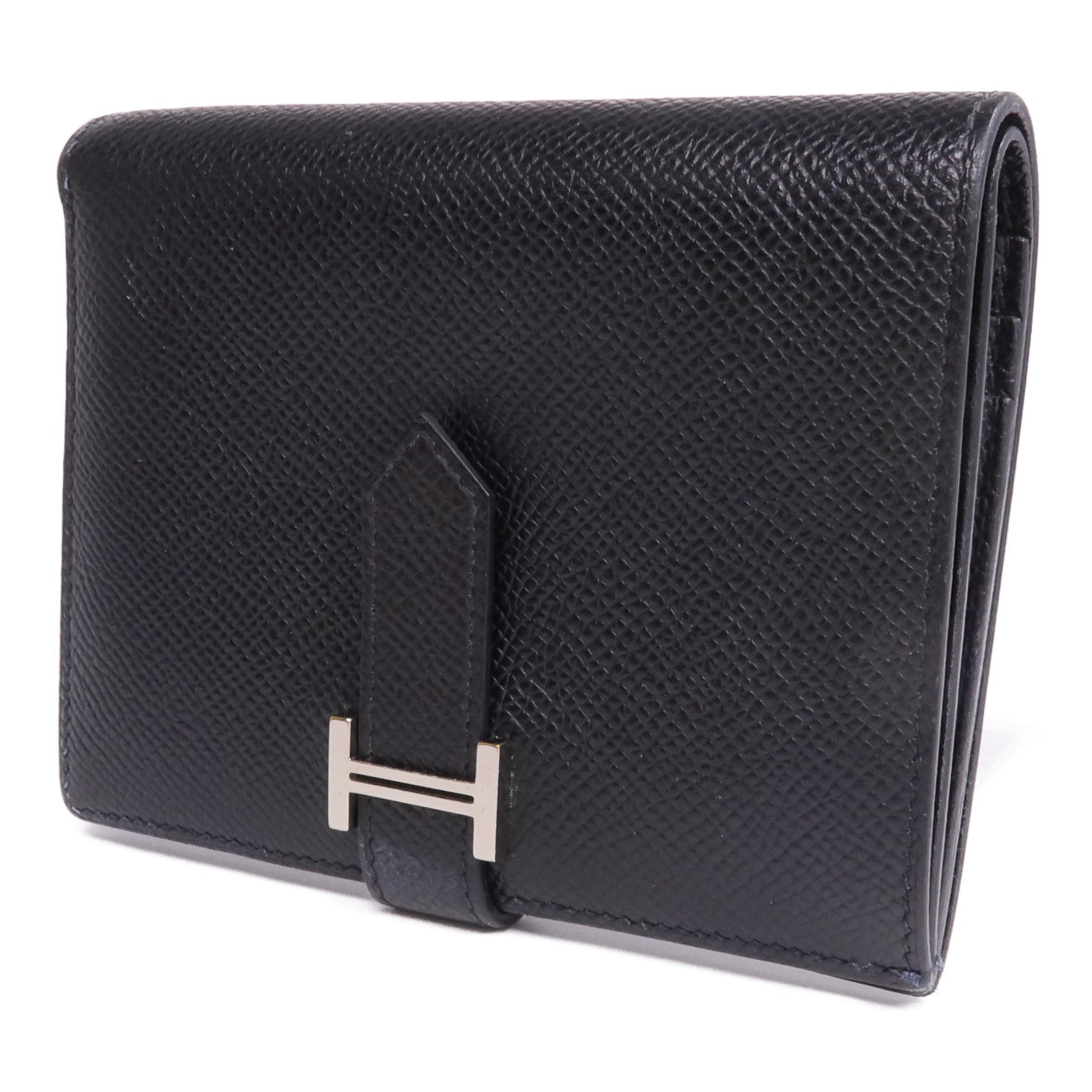 HERMES Epsom皮革Bearn Compact Wallet錢包Noir