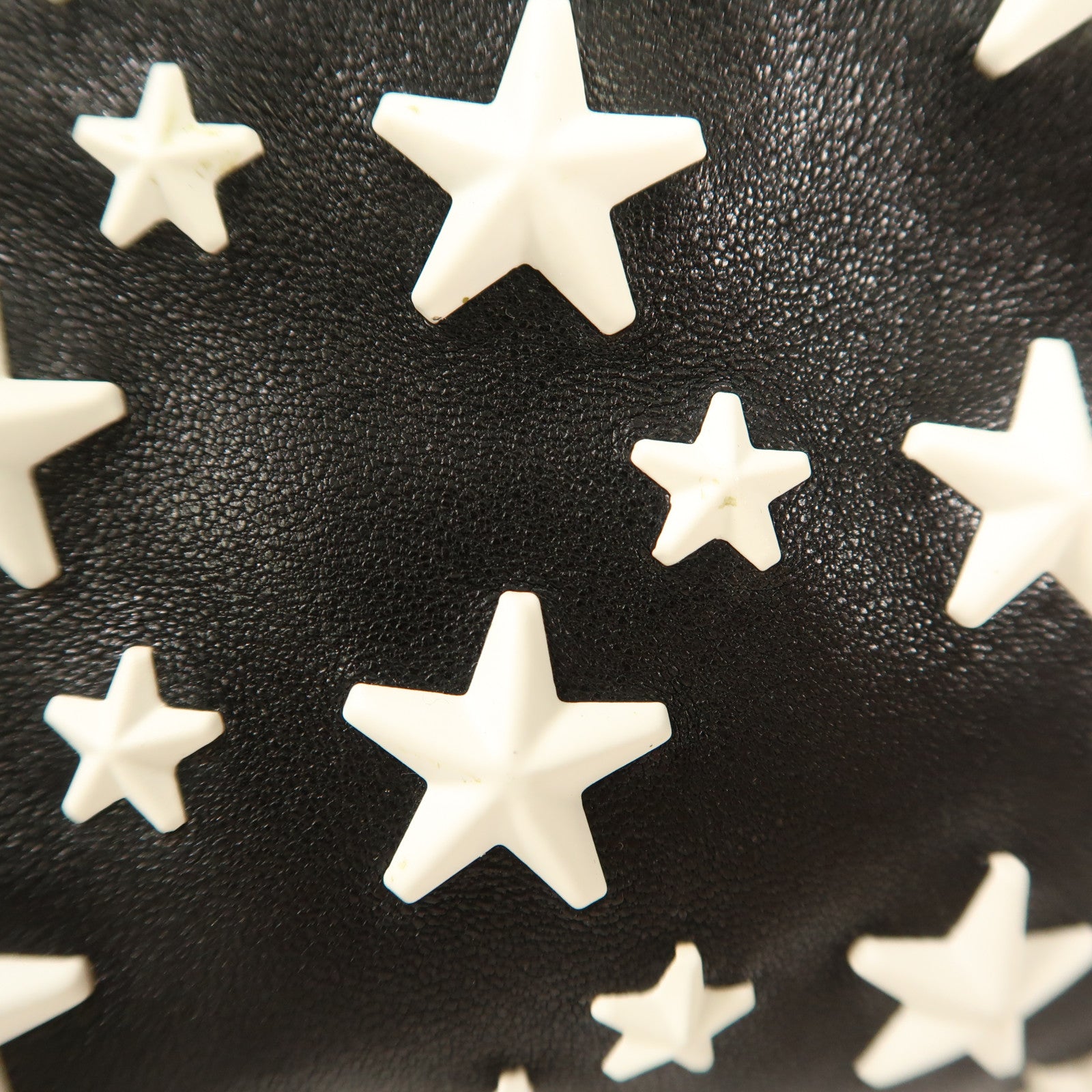 JIMMY CHOO SHW Pouch Clutch Bag Calfskin Leather Black/White