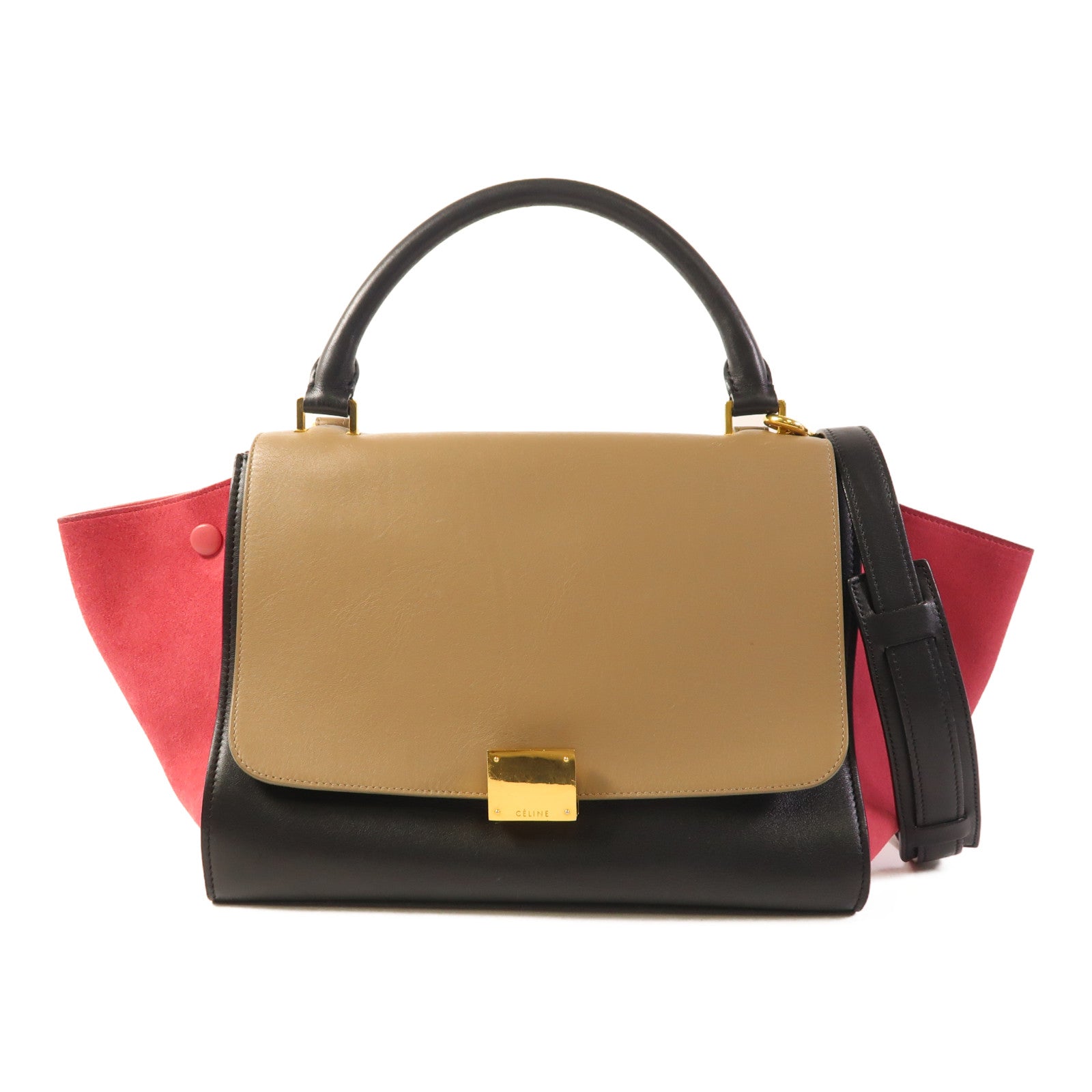 CELINE 牛皮皮革Trapeze金扣手挽肩背兩用袋