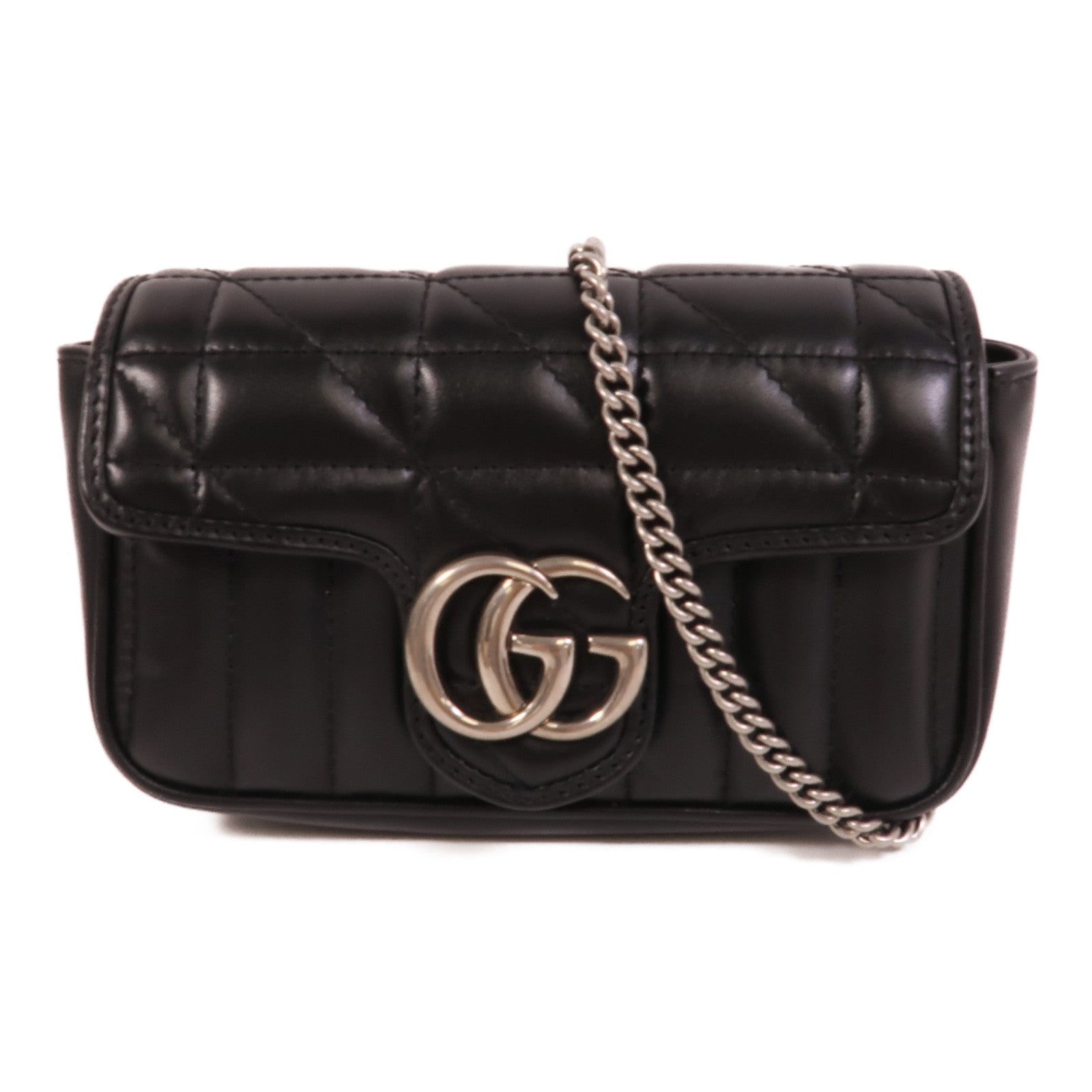 GUCCI 牛皮皮革GG Marmont Super Mini鏈帶肩背袋