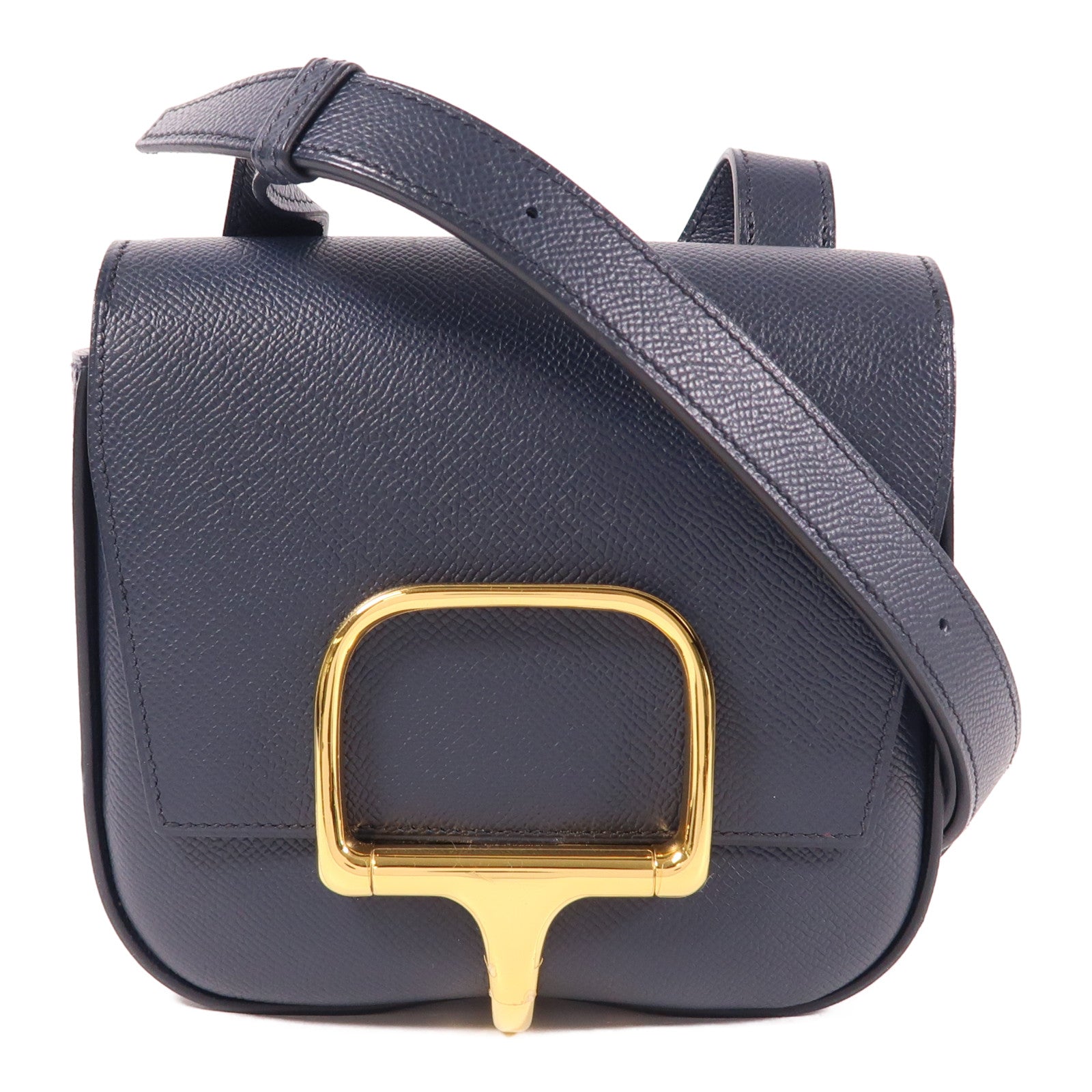 HERMES Epsom皮革Della金扣肩背袋Bleu Nuit