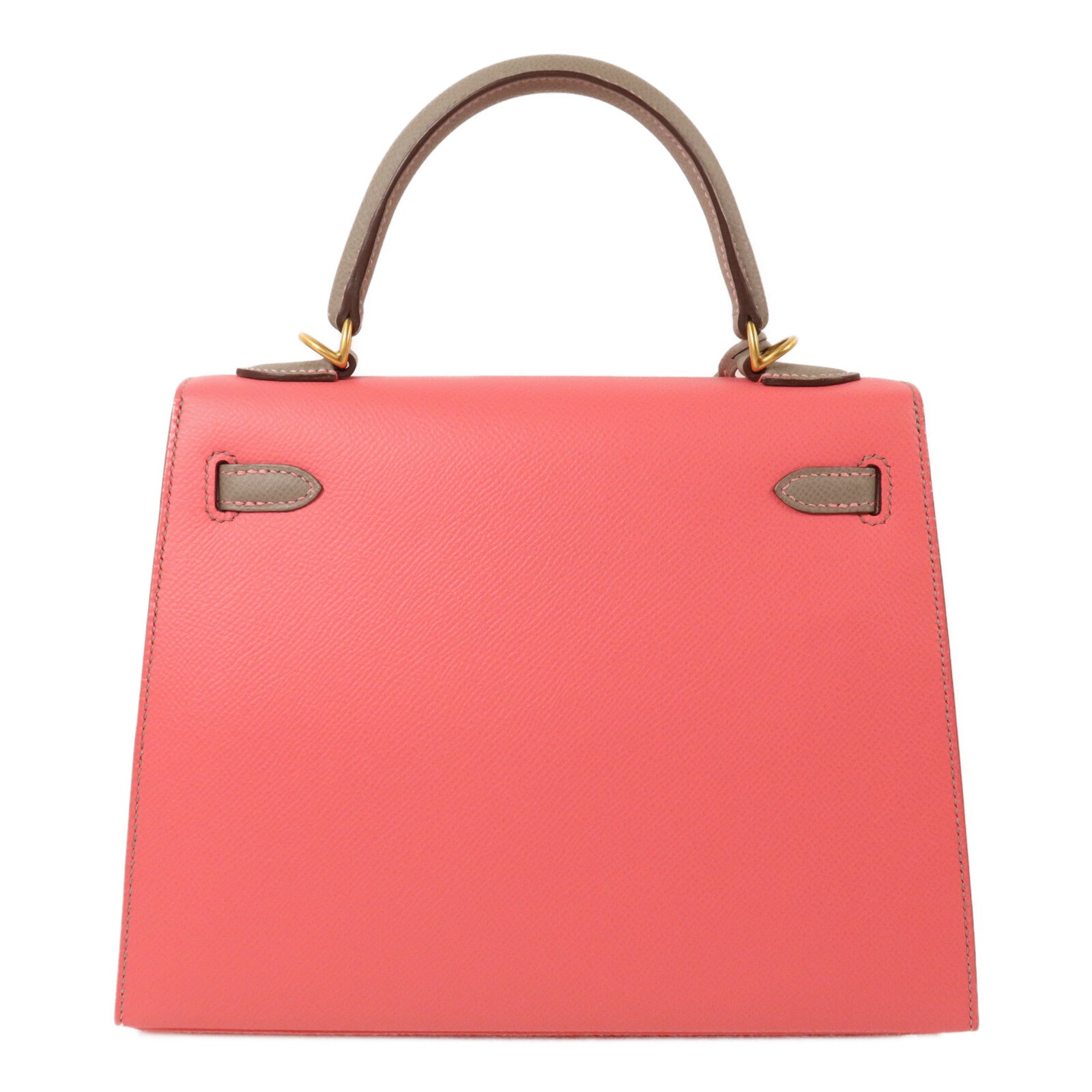 HERMES Epsom皮革Kelly 25手挽肩背兩用袋Rose Azalee/Gris Mouette