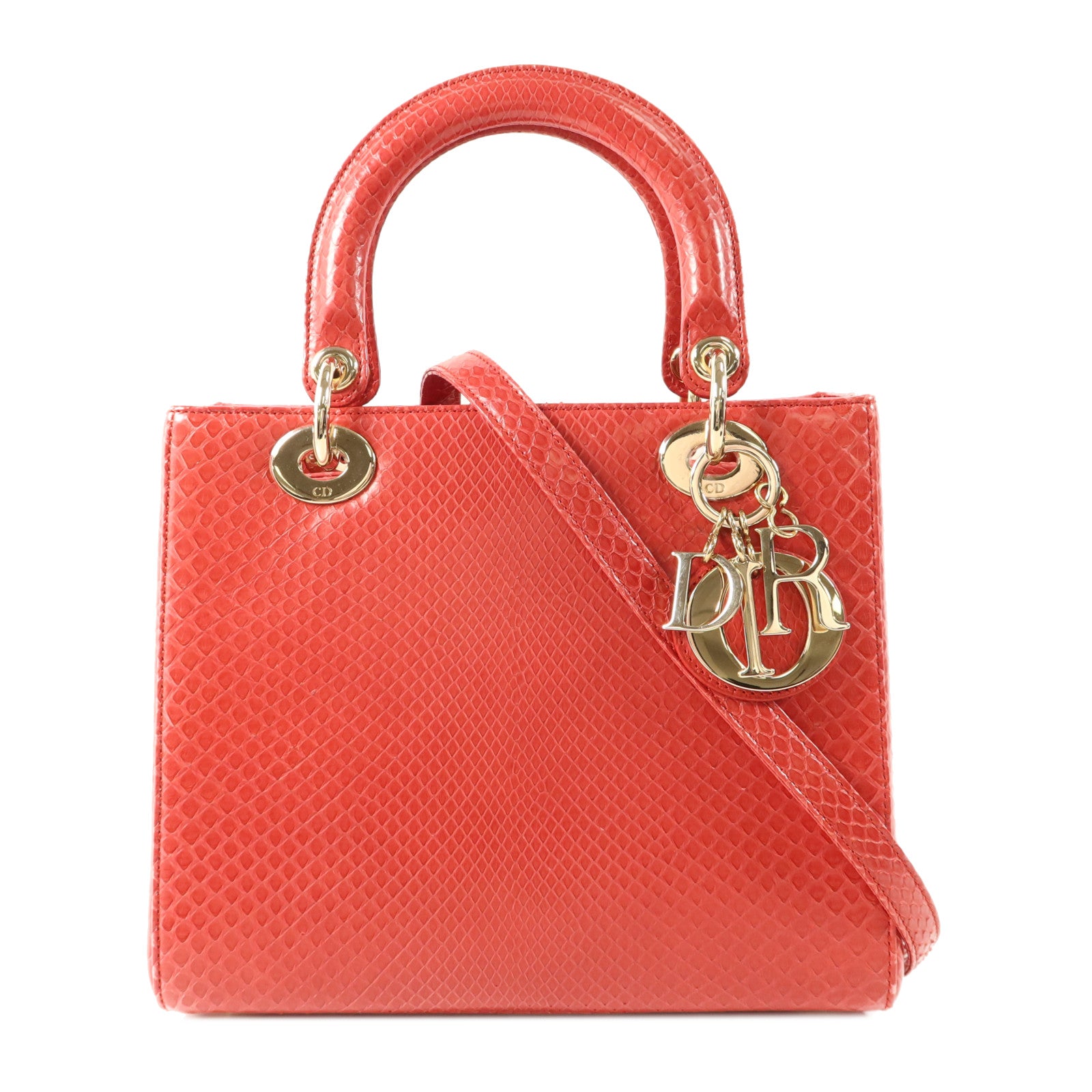 Dior 蛇皮皮革Lady Dior金扣手挽肩背兩用袋