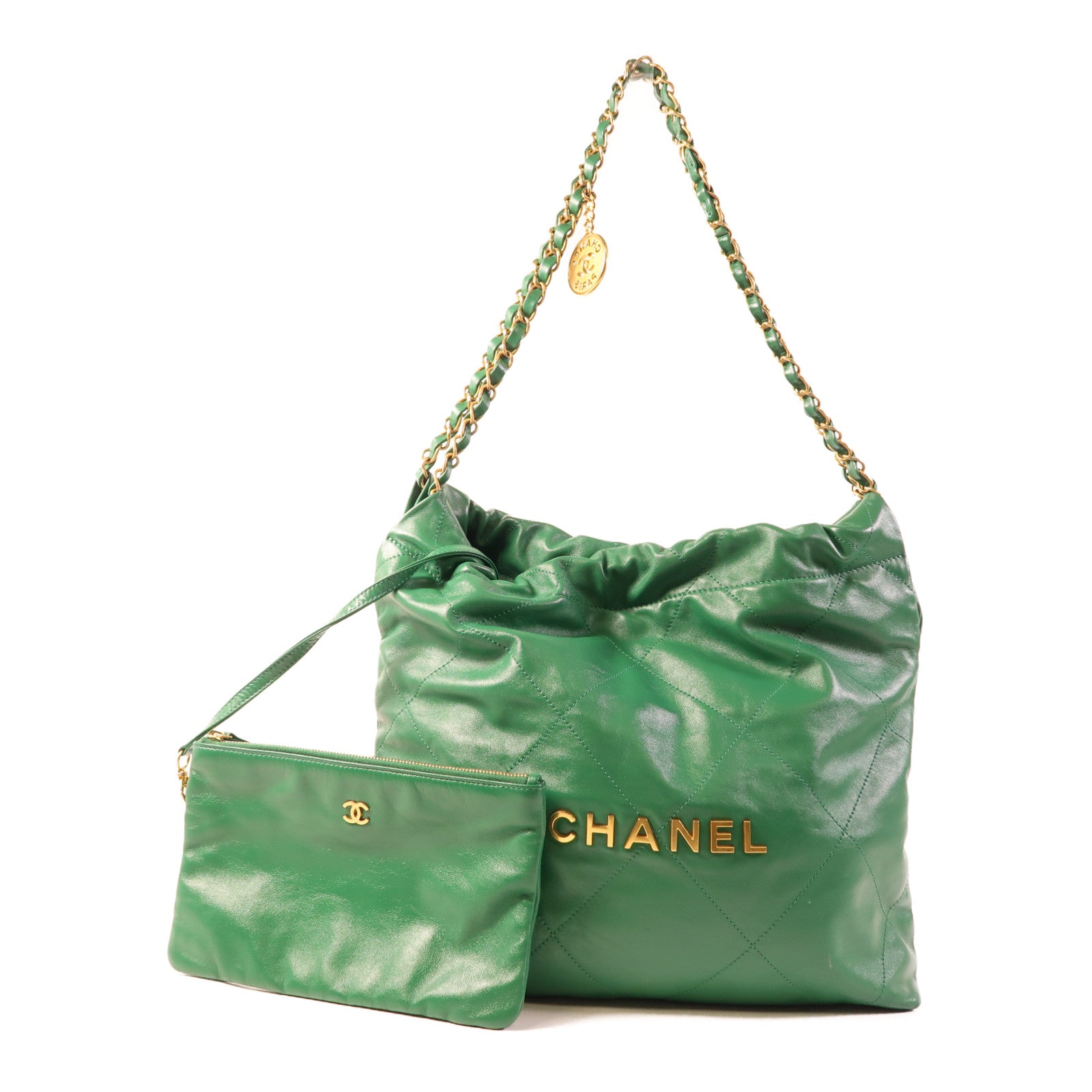 CHANEL 皮革Chanel 22 Small金扣鏈帶肩背袋