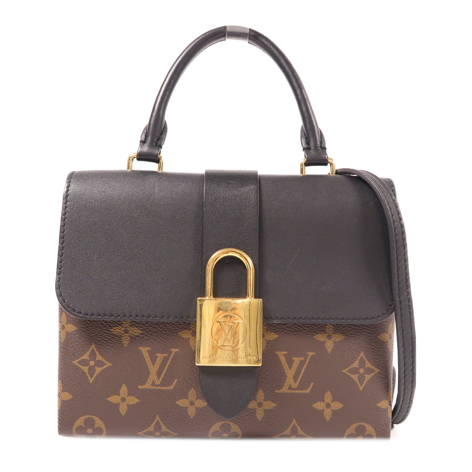 LOUIS VUITTON Monogram Locky BB金扣手挽肩背兩用袋棕色/黑色