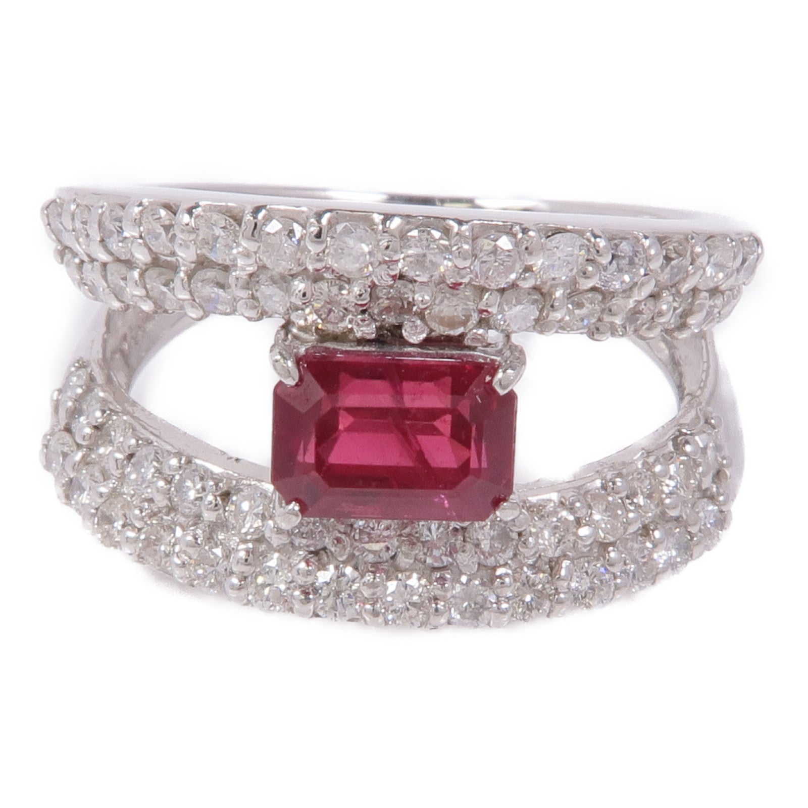 JEWELRY 【激減優惠】PT900鉑金Ruby/Diamond Ring紅寶石/鑽石戒指US#7.25