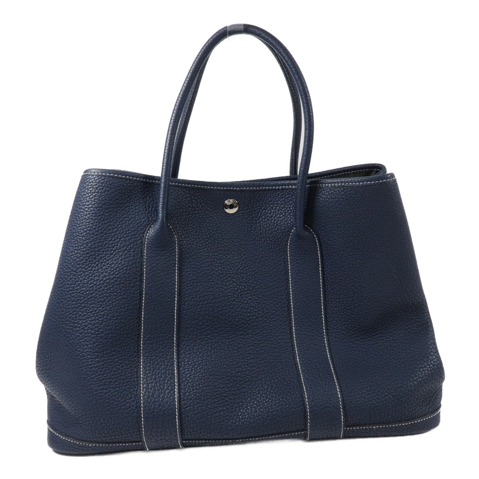 HERMES Negonda皮革Garden Party PM手挽袋Bleu de Prusse