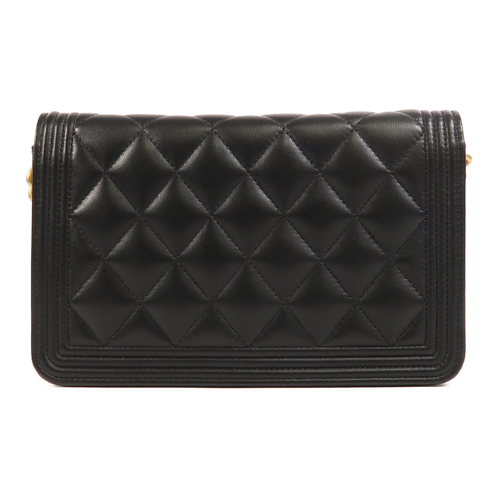 CHANEL 羊皮皮革Boy Wallet On Chain鏈帶肩背袋