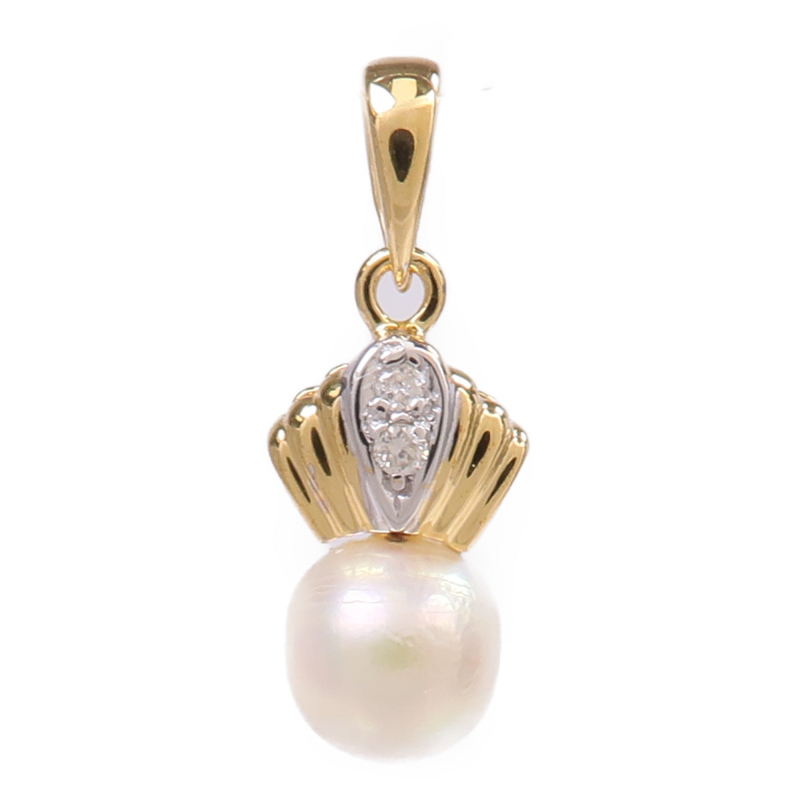 JEWELRY 18K黃金/白金Pearl Diamond Pendant Top珍珠/鑽石吊墜