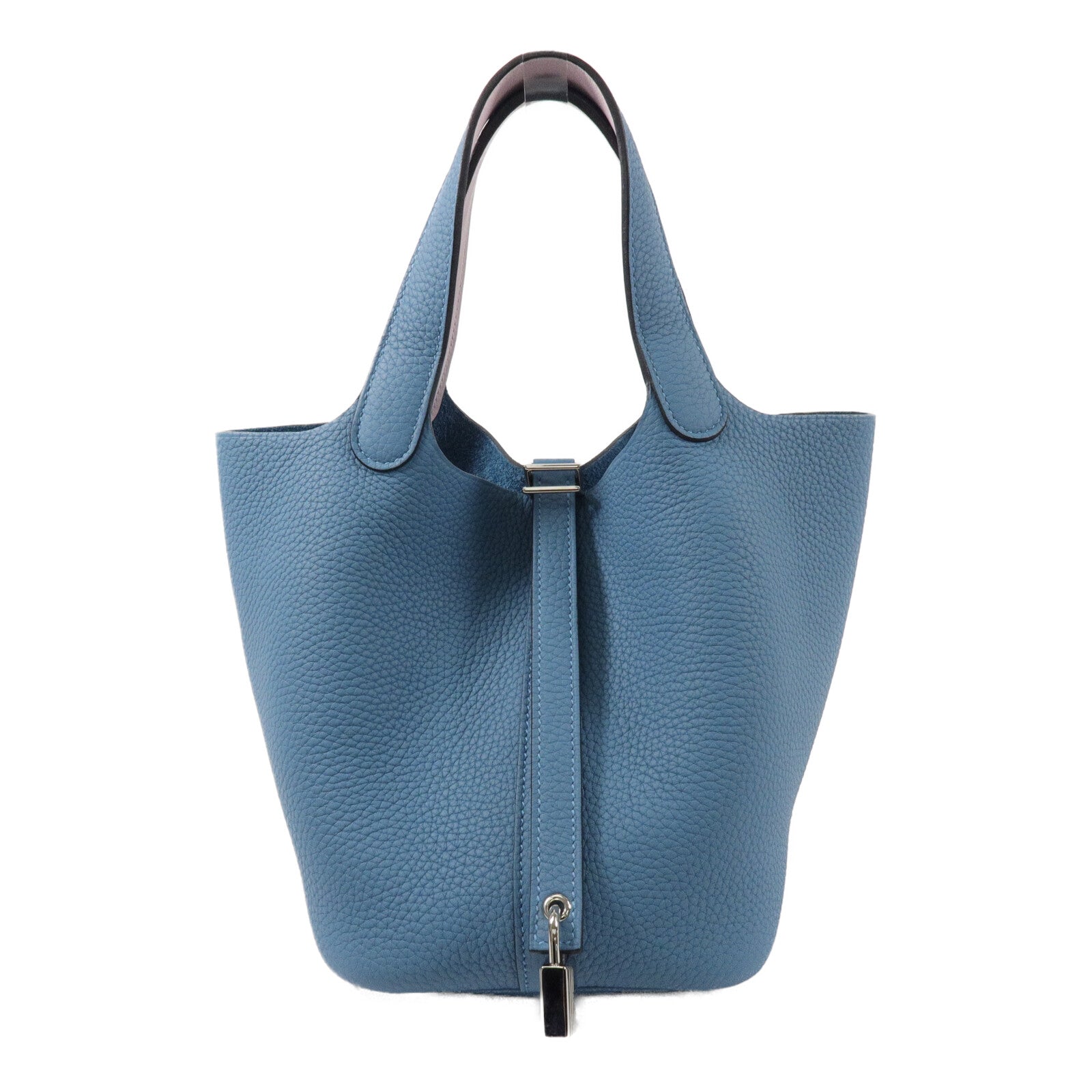 HERMES Clemence皮革Picotin PM手挽袋Bleu Jean