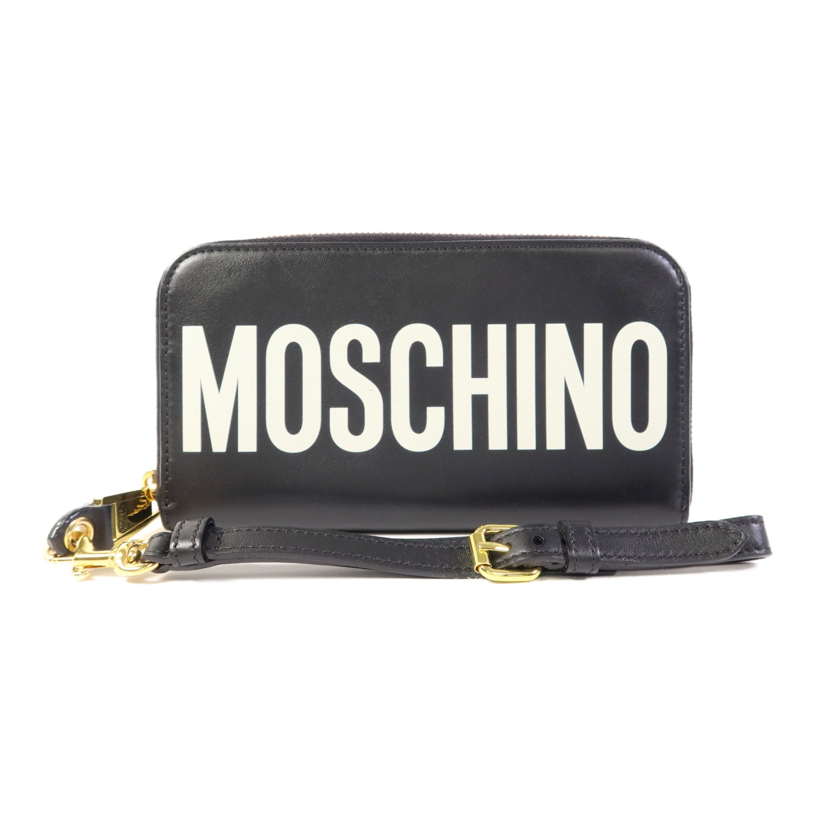 MOSCHINO 【激減優惠】牛皮皮革Zip Long Wallet金扣長錢包