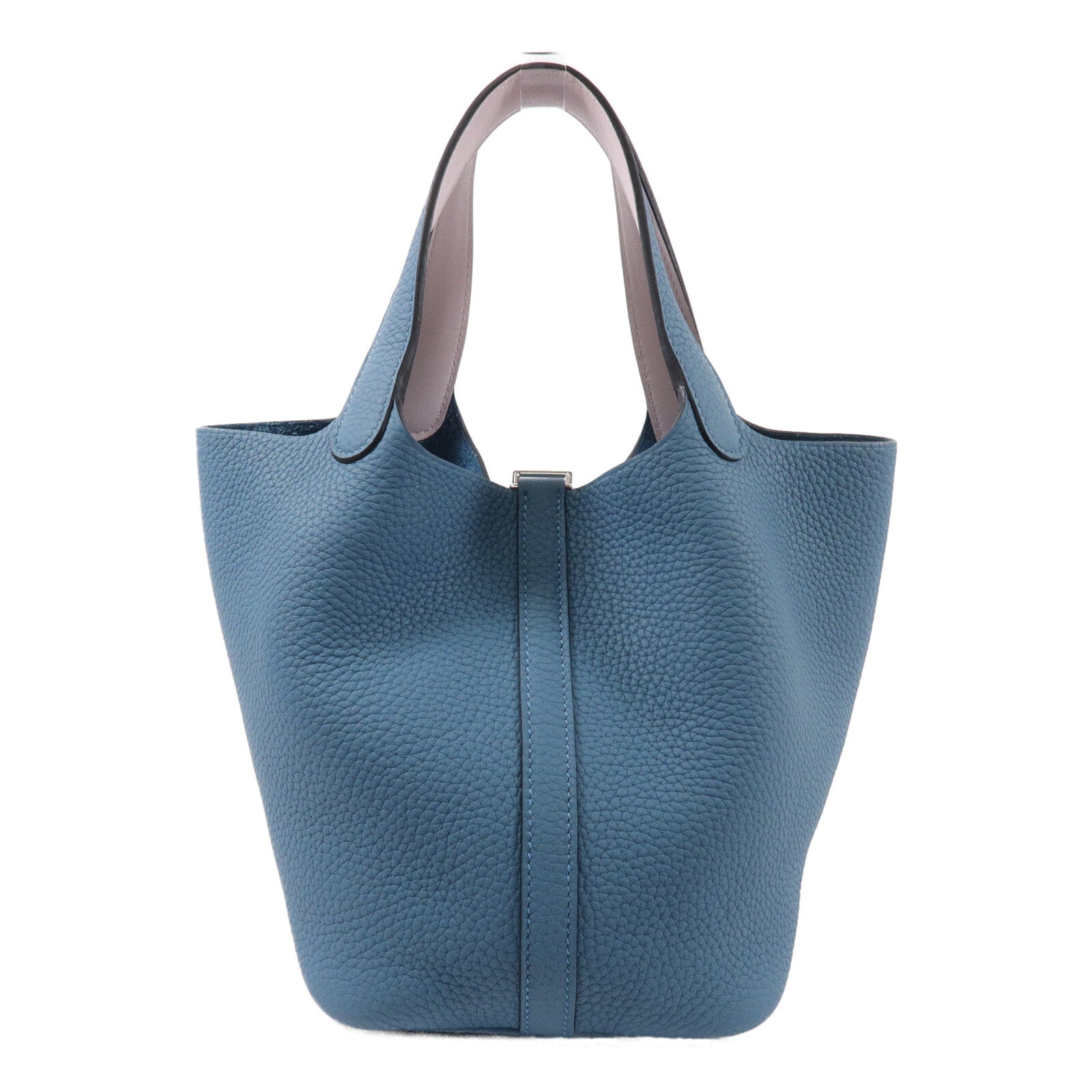 HERMES Clemence皮革Picotin PM手挽袋Bleu Jean
