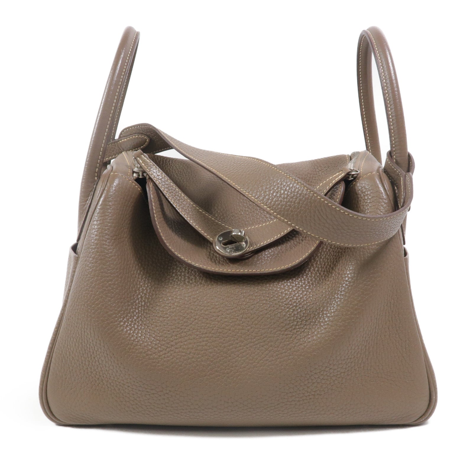 HERMES Clemence皮革Lindy 30手挽肩背兩用袋Etoupe
